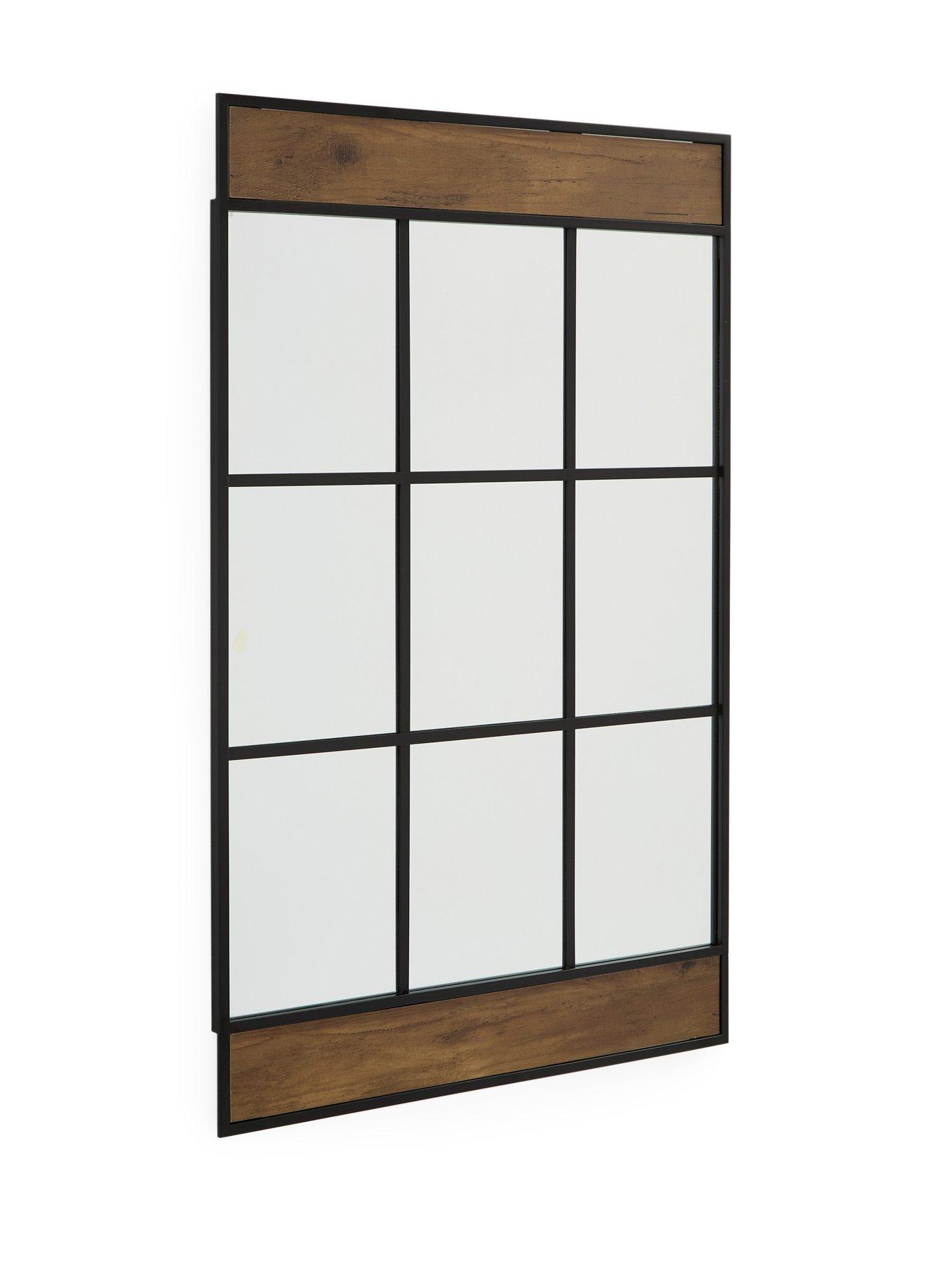 Image 3 of 5 of The Very Collection Wood Detail Windowpane Mirror