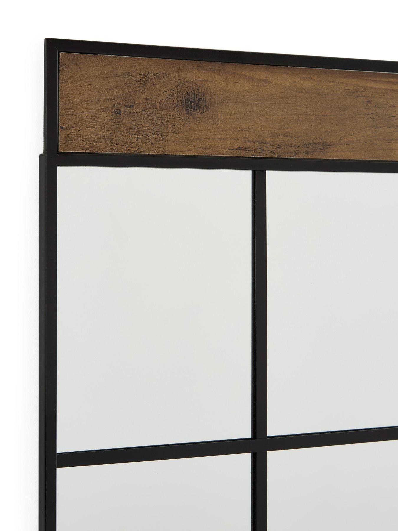Image 4 of 5 of The Very Collection Wood Detail Windowpane Mirror