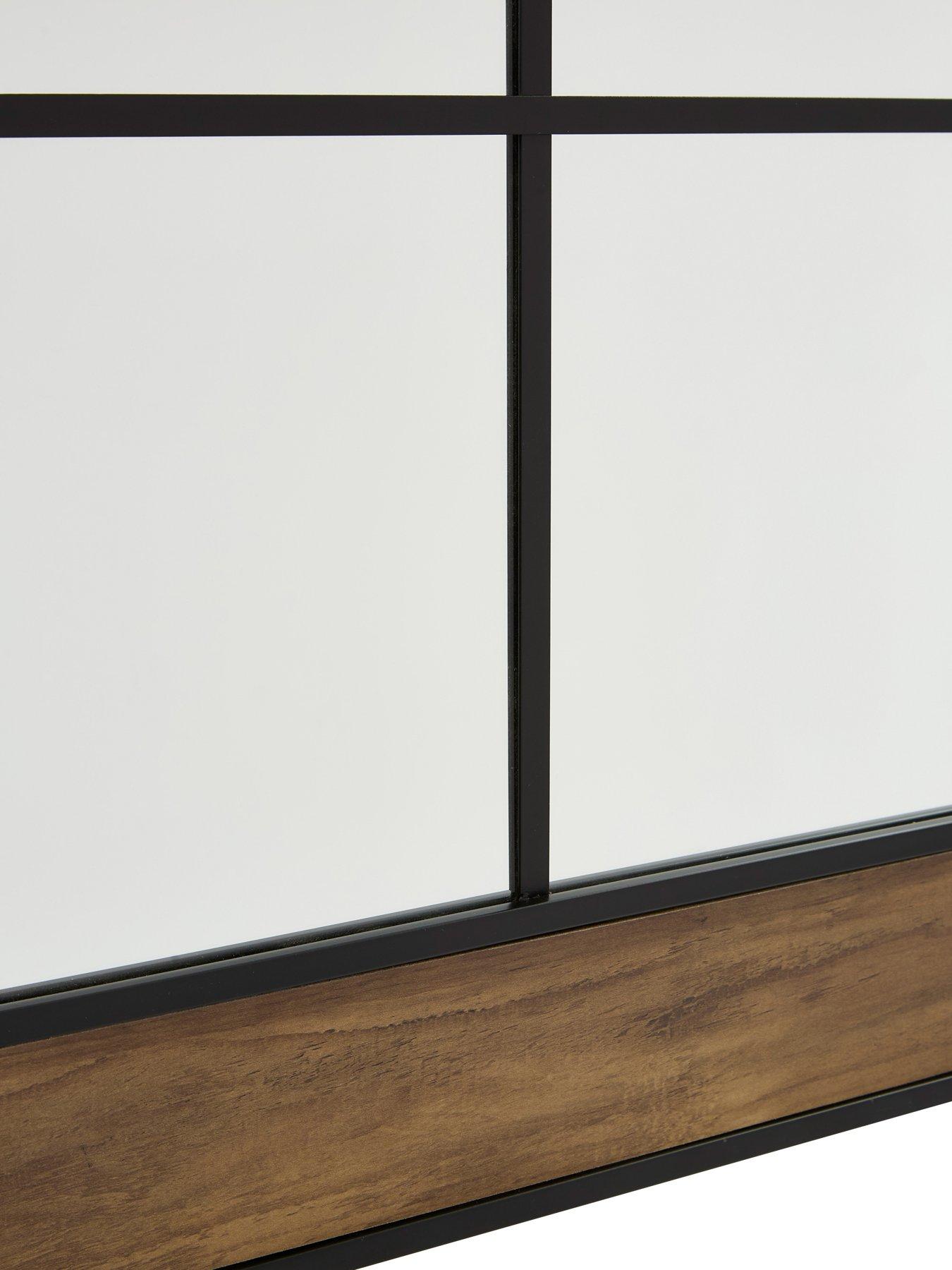 Image 5 of 5 of The Very Collection Wood Detail Windowpane Mirror