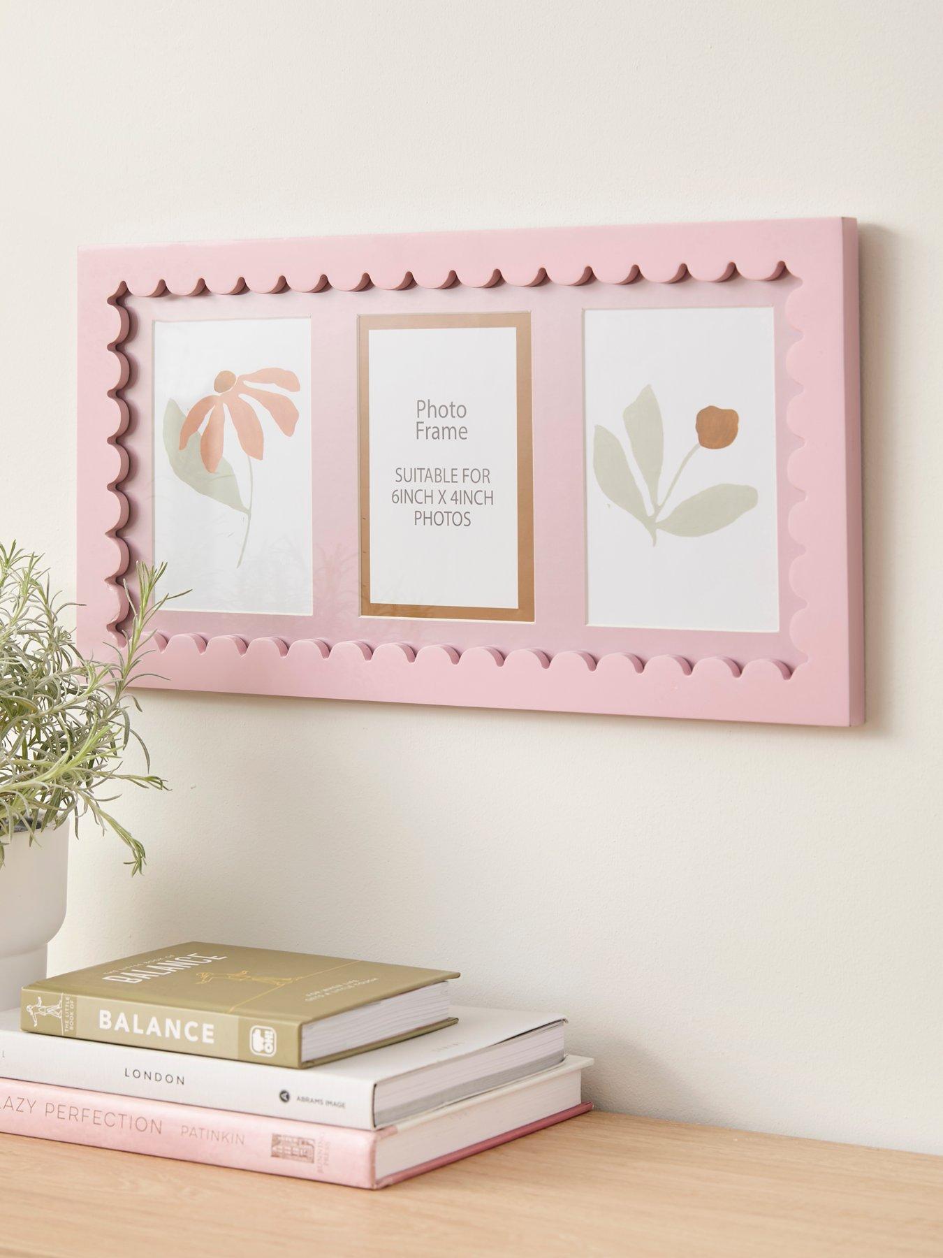 The Very Collection 3 Photo Pink Scalloped Frame 22x41cm