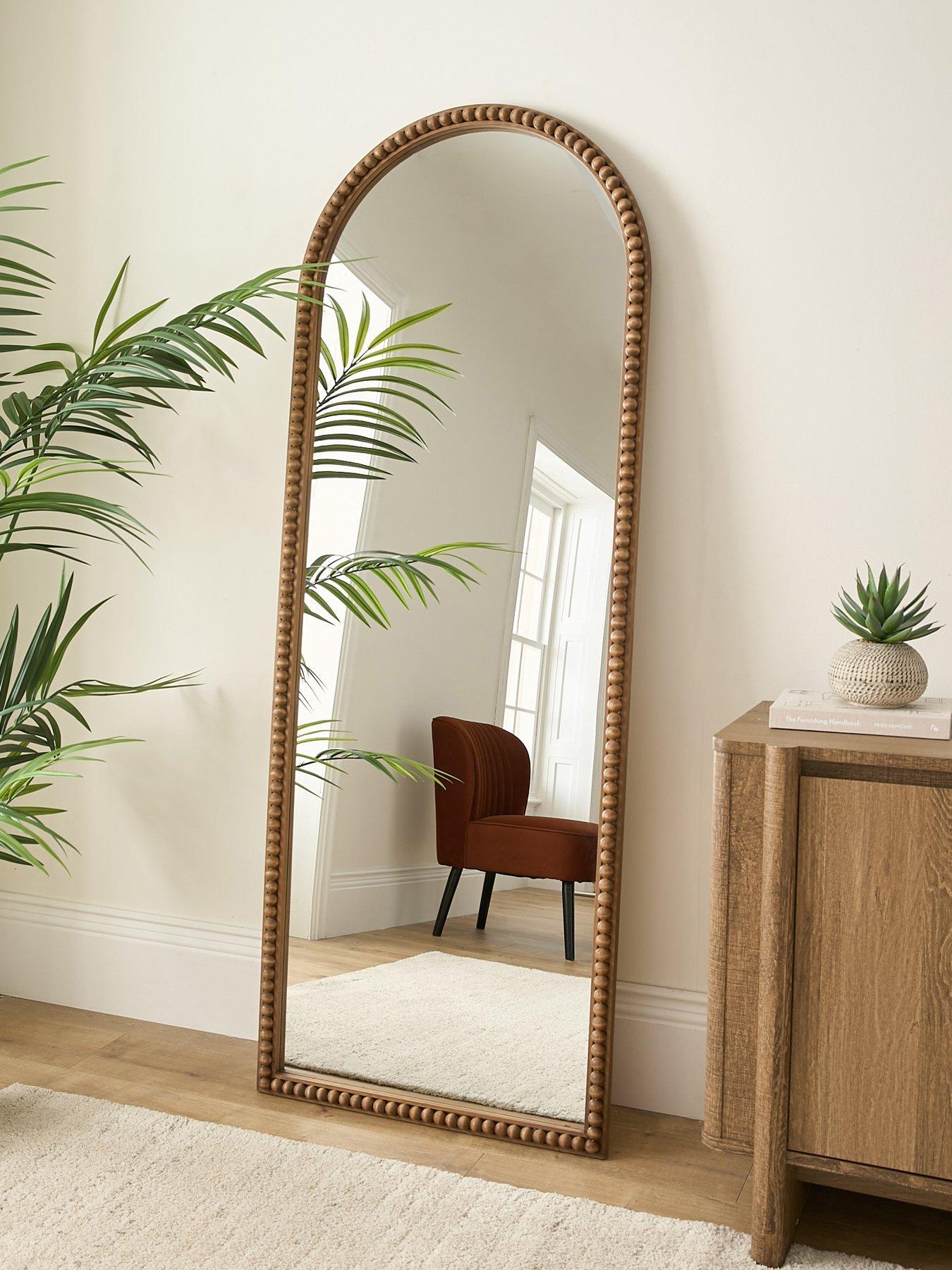 undefined Arched Bobbin Standing Wood Mirror 66x177cm