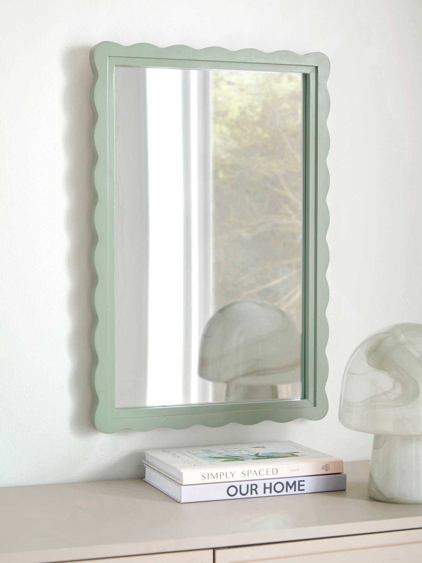 undefined Green Scalloped Edge Mirror 40x60cm