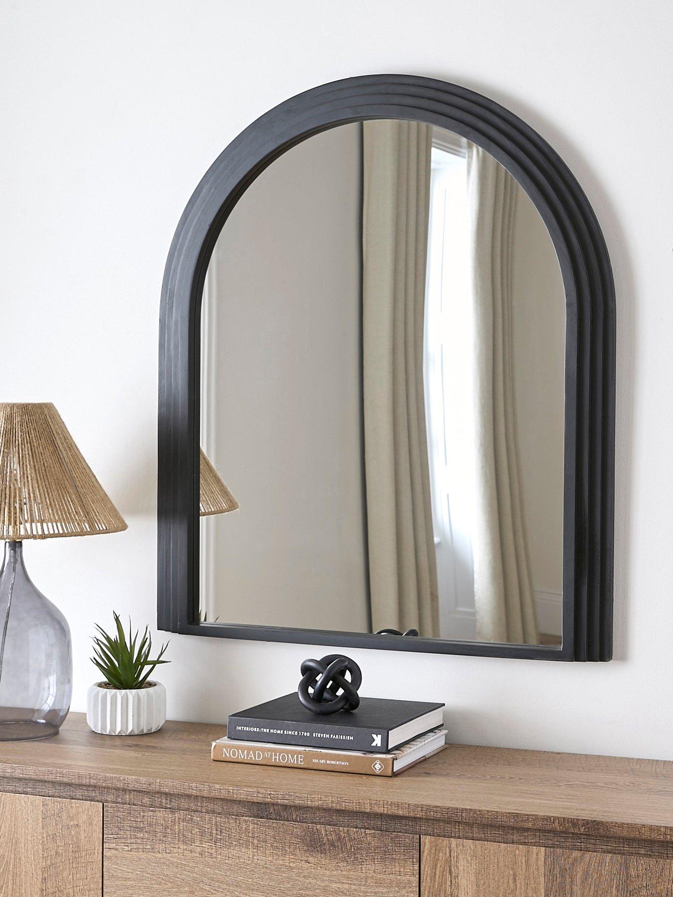 undefined Arched Black Ribbed Edge Mirror 77x90cm