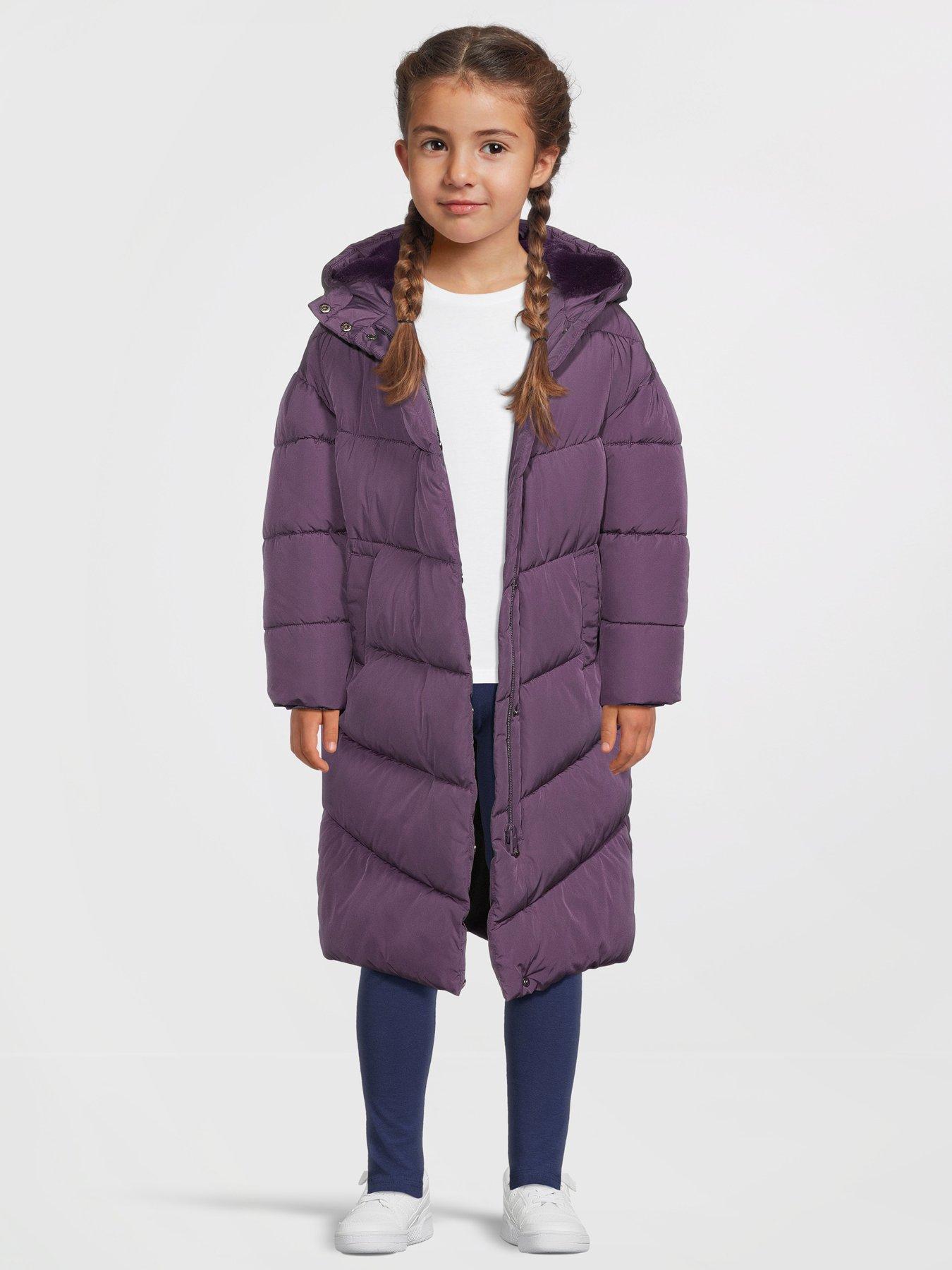Image 3 of 5 of V by Very Girls Longline Oversized Padded Coat - Purple