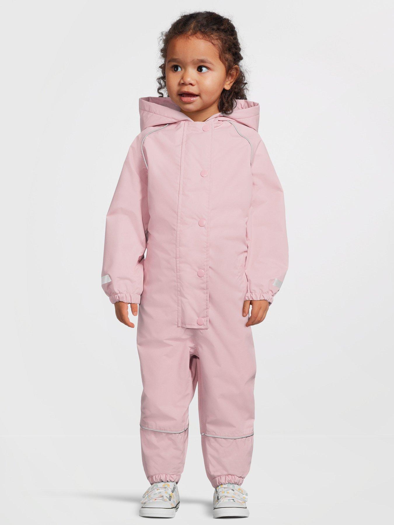 undefined Girls Fleece Lined Puddlesuit - Pink