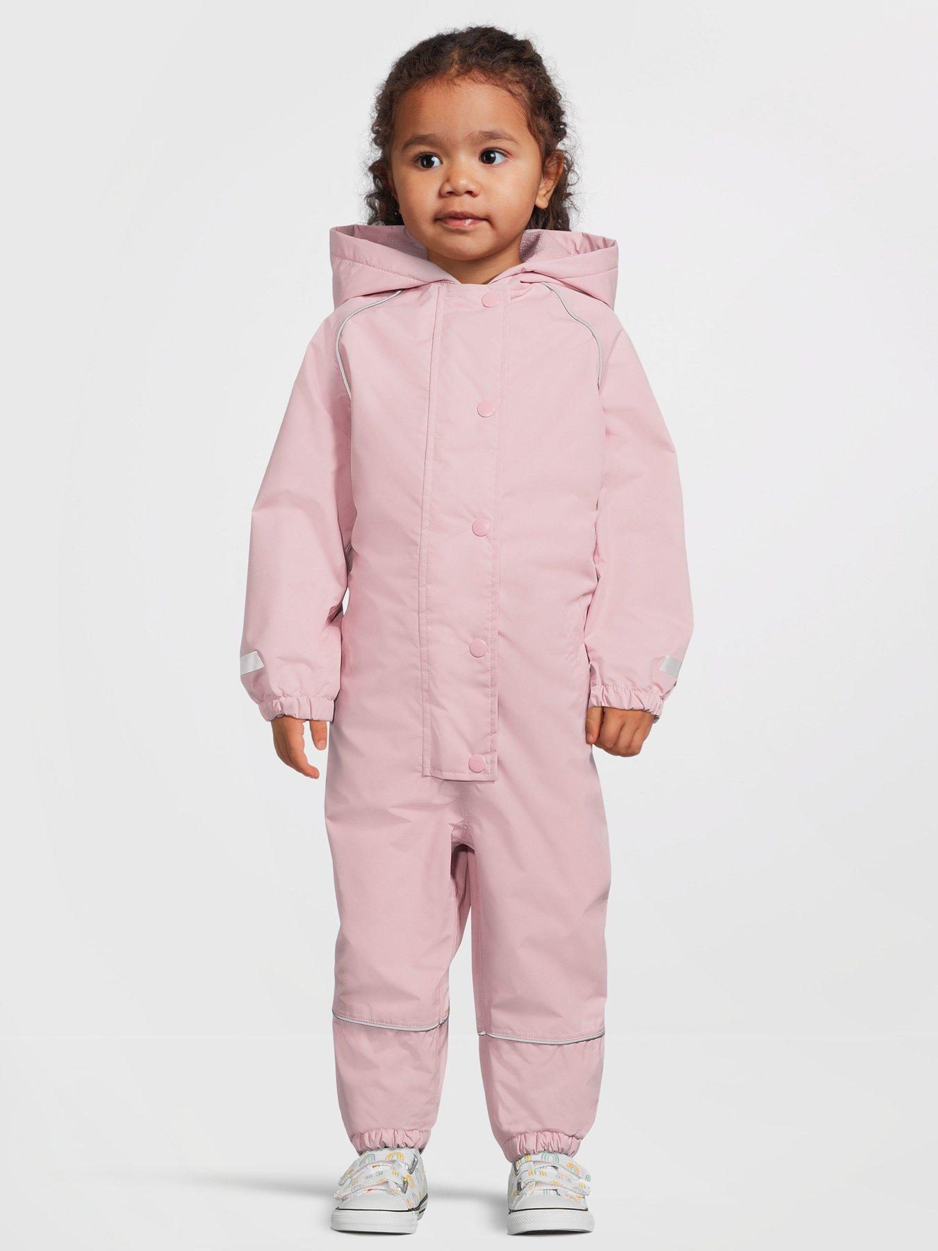 Image 3 of 5 of Mini V by Very Girls Fleece Lined Puddlesuit - Pink