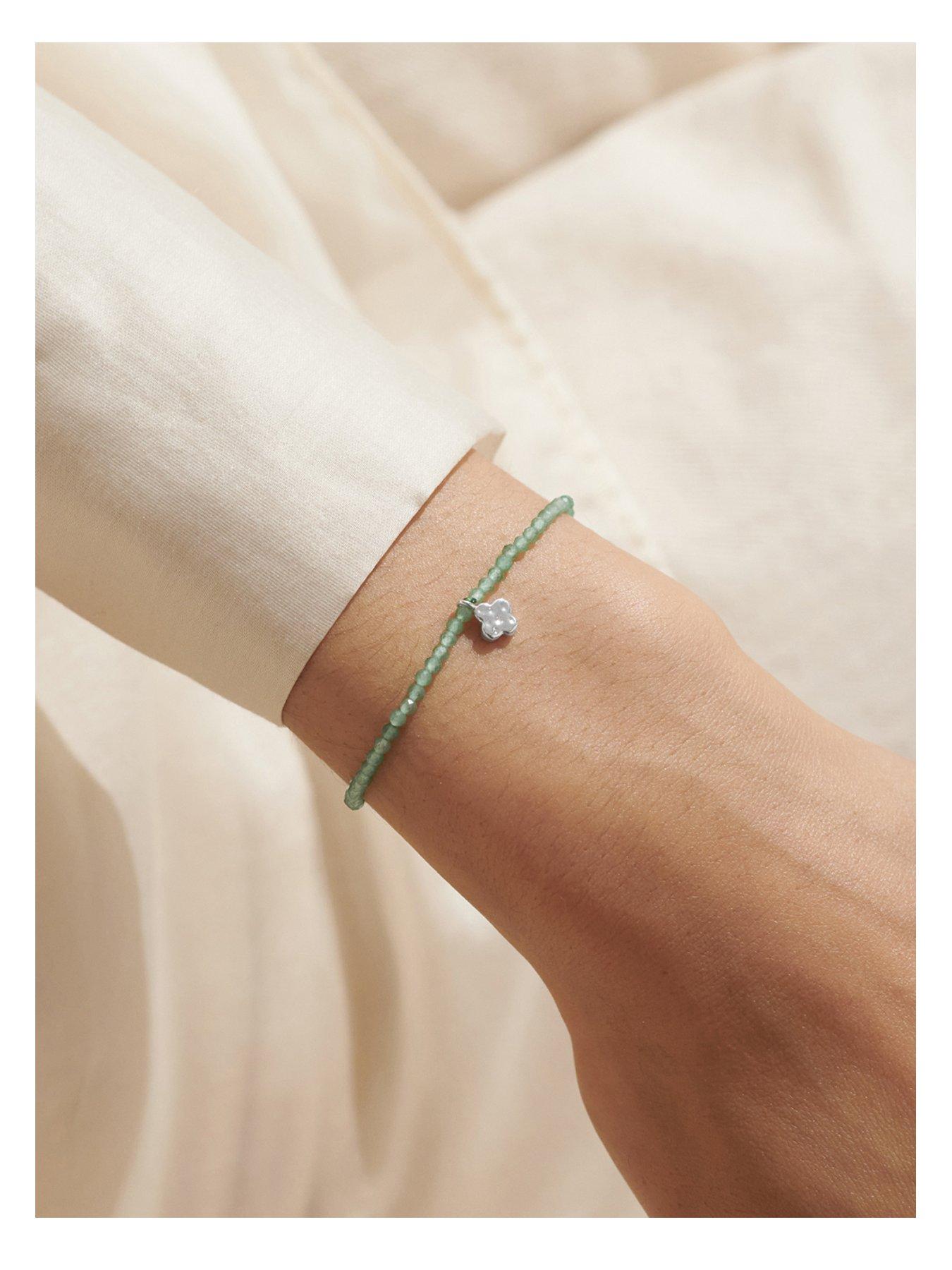 Product photograph of Joma Jewellery Mini Charms Aventurine Clover Bracelet from very.co.uk