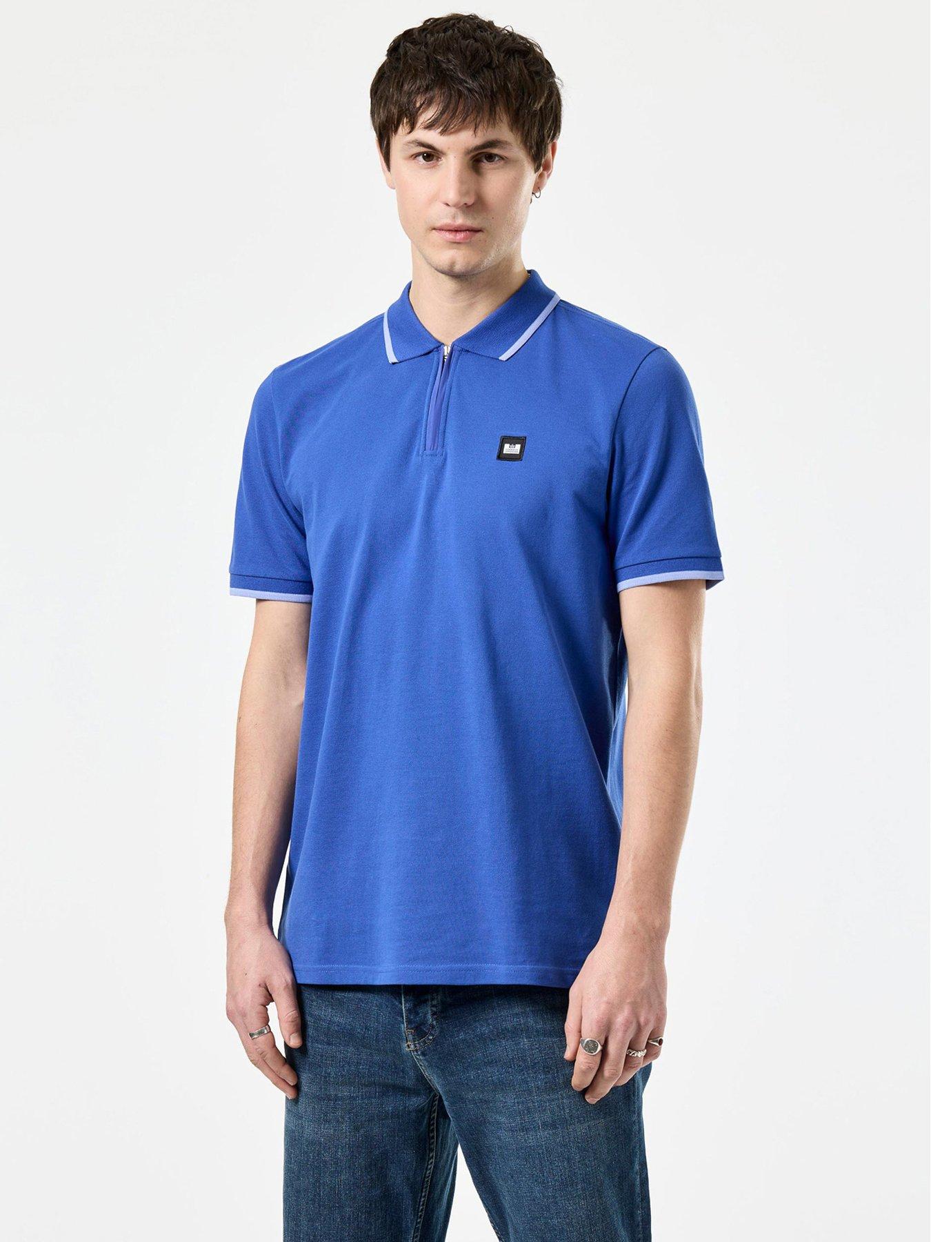 Image 1 of 6 of Weekend Offender Monti Quarter Zip Polo - Blue