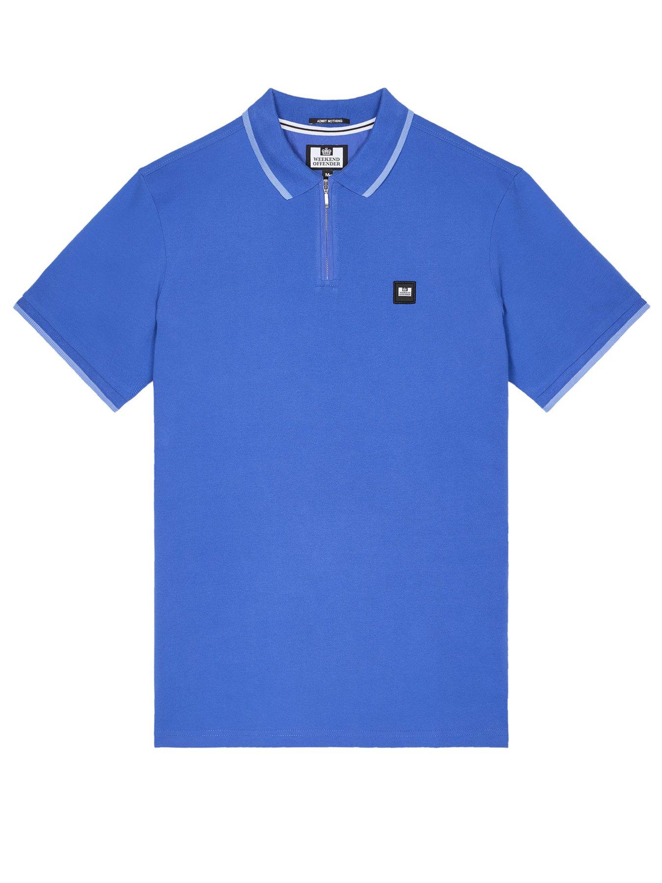 Image 5 of 6 of Weekend Offender Monti Quarter Zip Polo - Blue