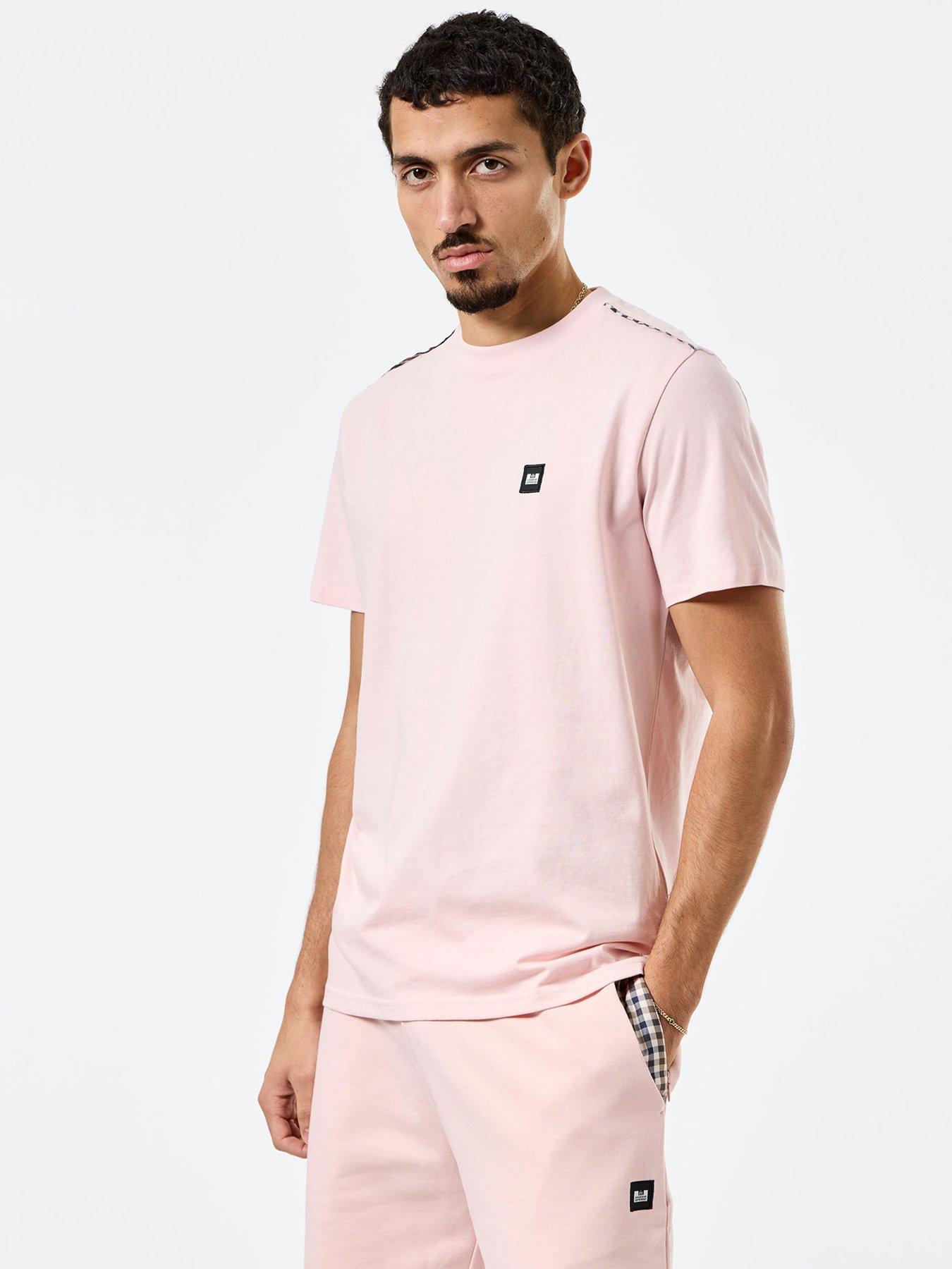 undefined Manuel Classic Check Trim T-Shirt - Salmon