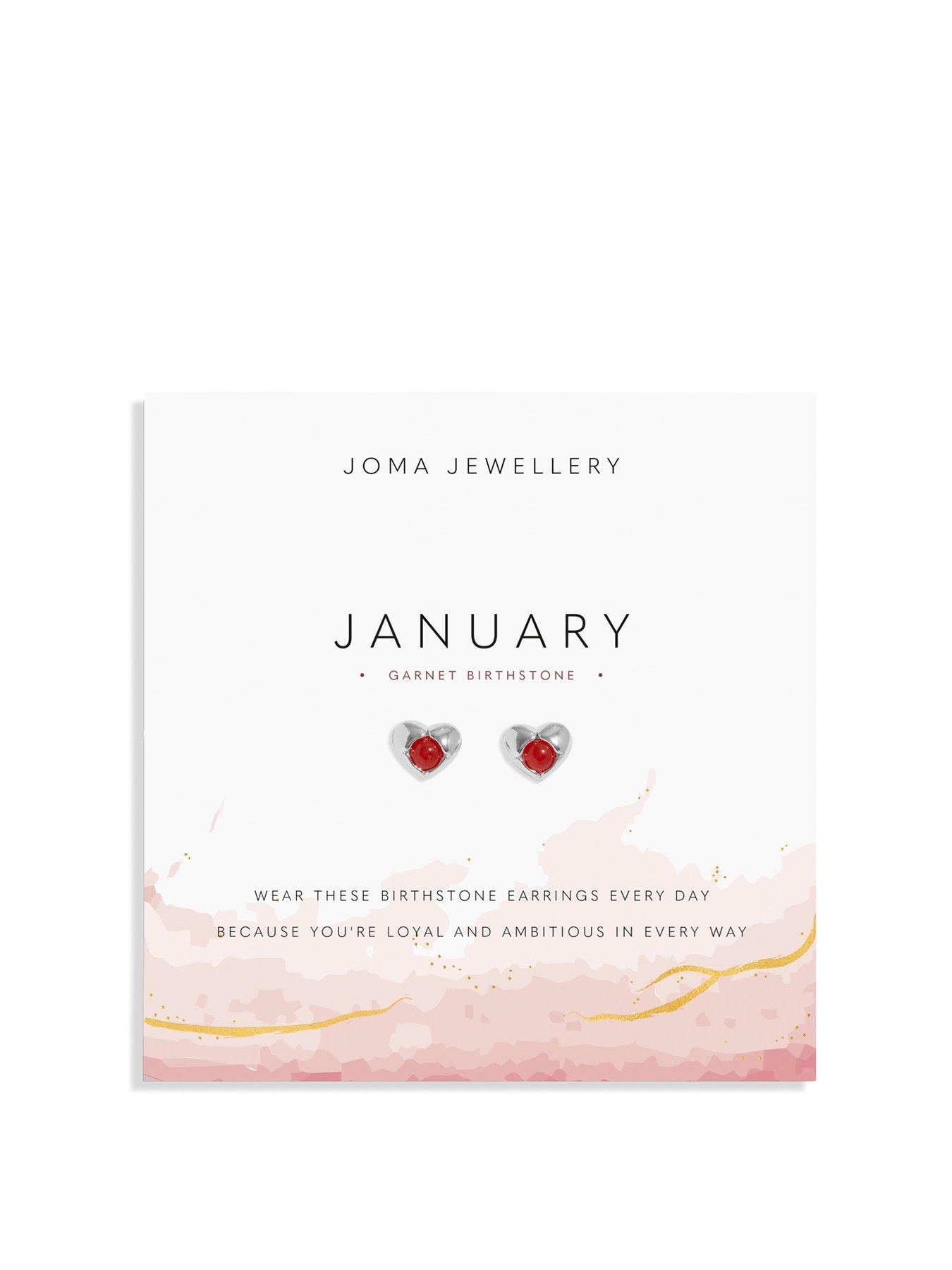 Joma Jewellery BIRTHSTONE EARRINGS - JANUARY GARNET - Silver Plated - Earrings
