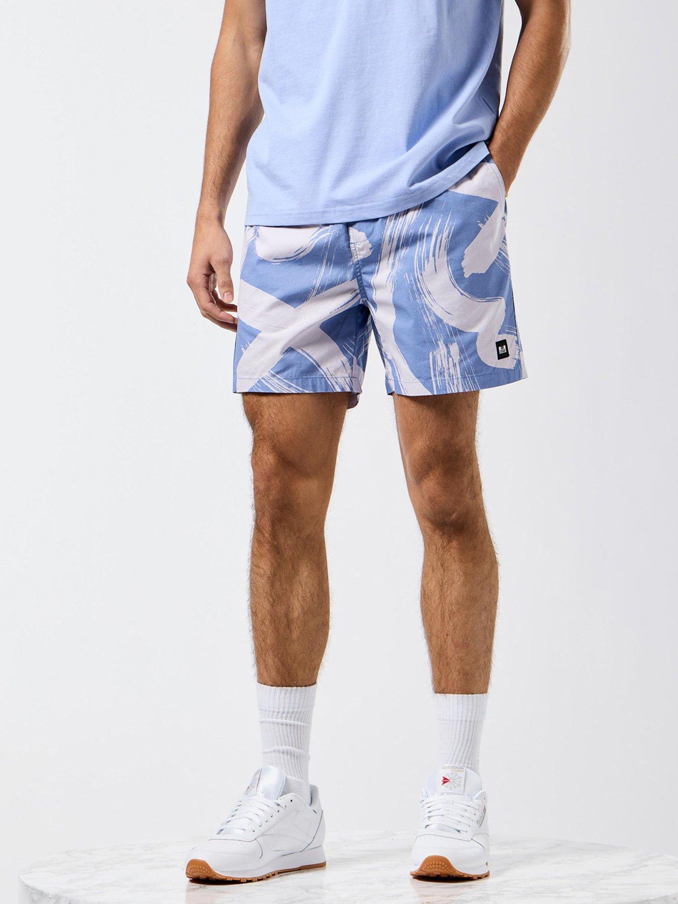 undefined Anzio Camo Camo Lightweight Cotton Shorts - Blue