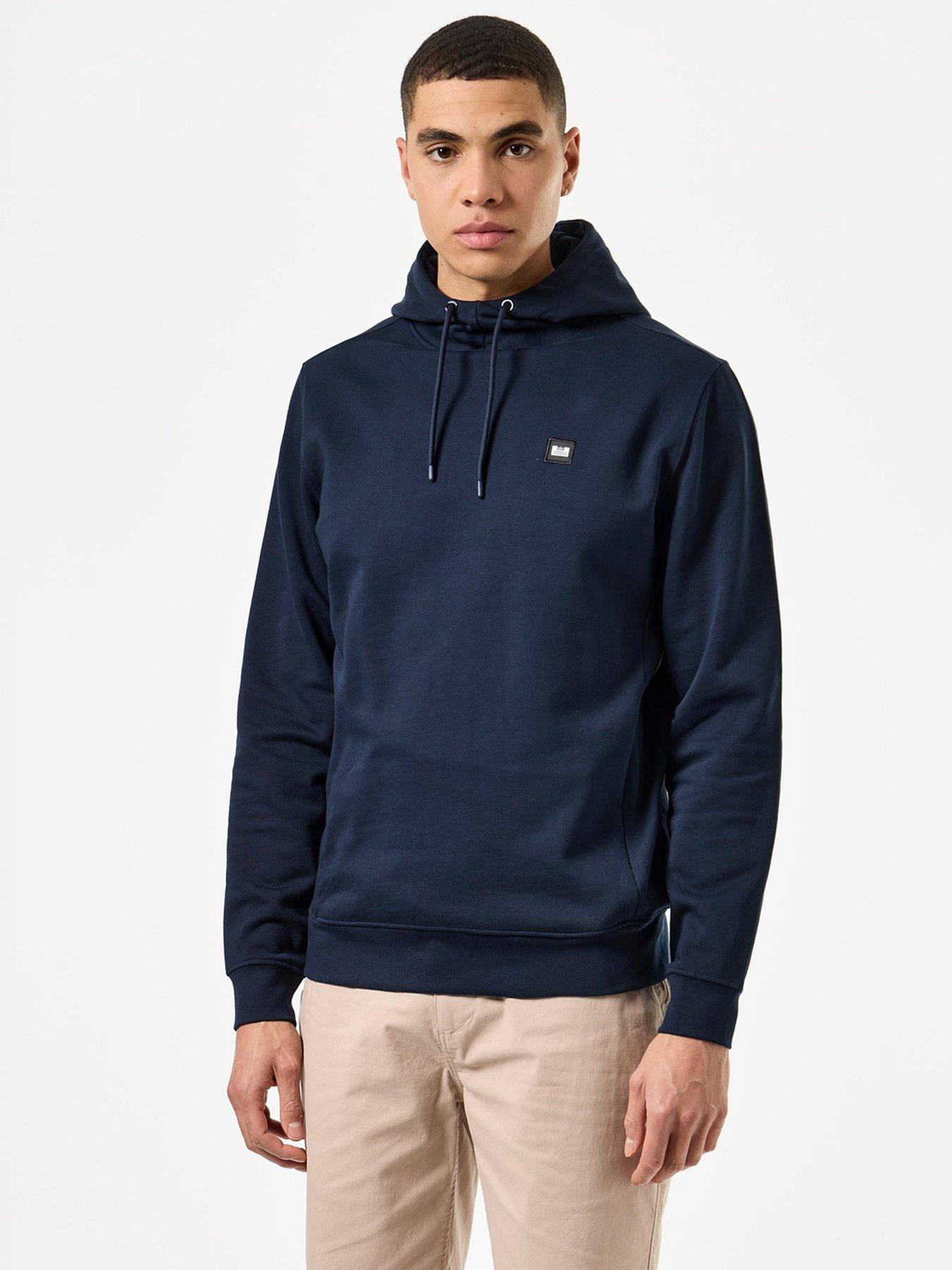 undefined Ribbed Basic Badge Hoodie - Navy