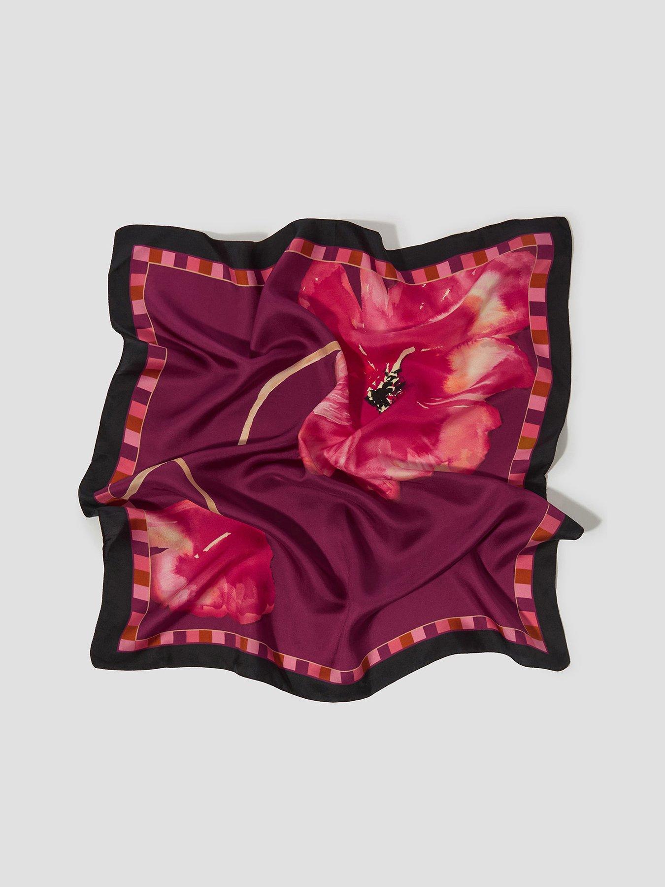 undefined Fenella Flower Silk Scarf - Black