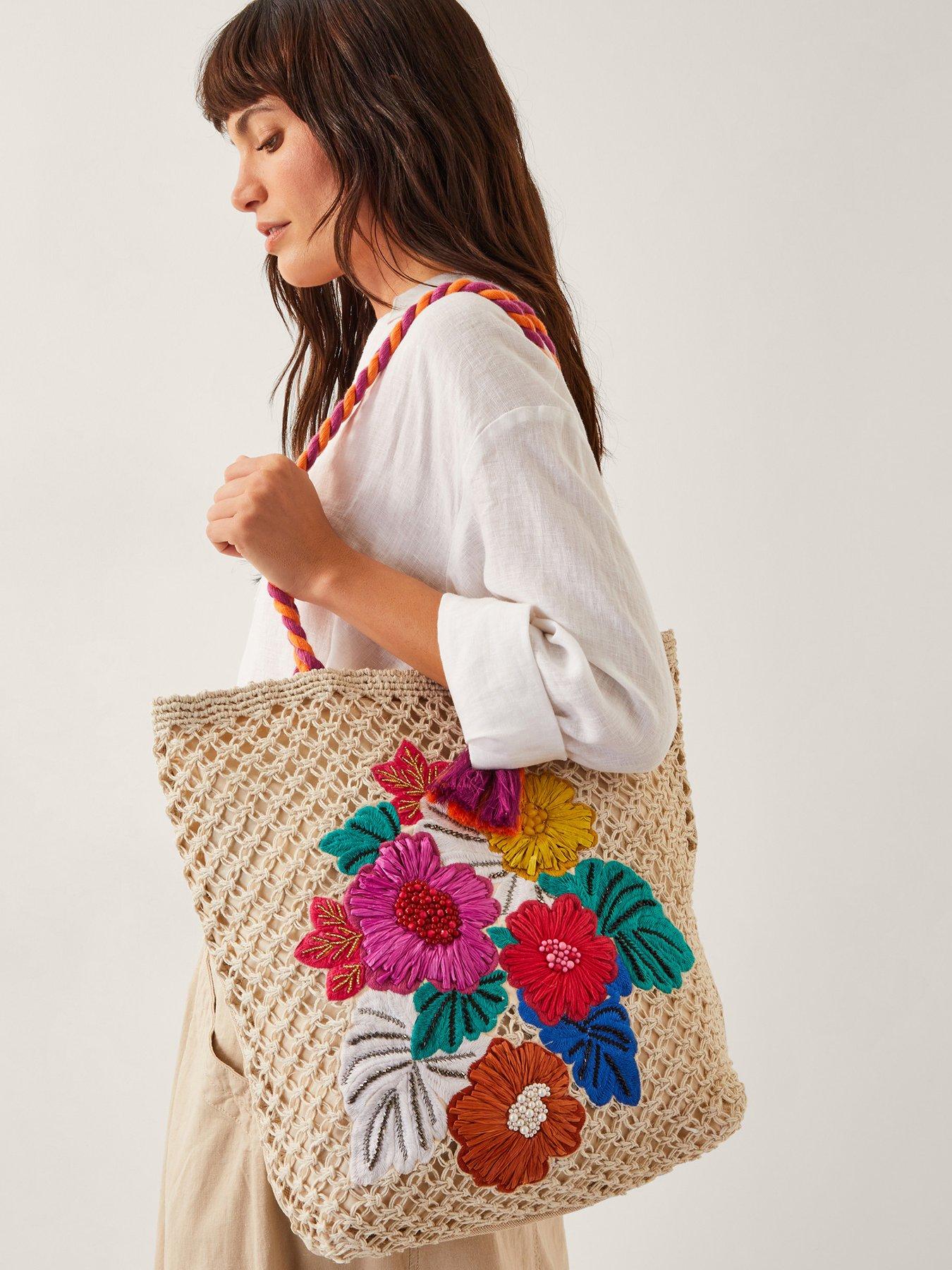 Monsoon Zoe Embroidered Flower Crossbody Bag Multi Very
