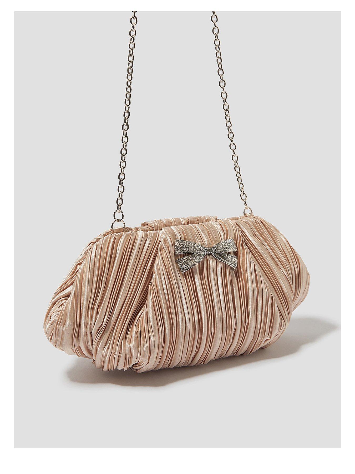 undefined Pen Pleated Bow Clutch - Pink