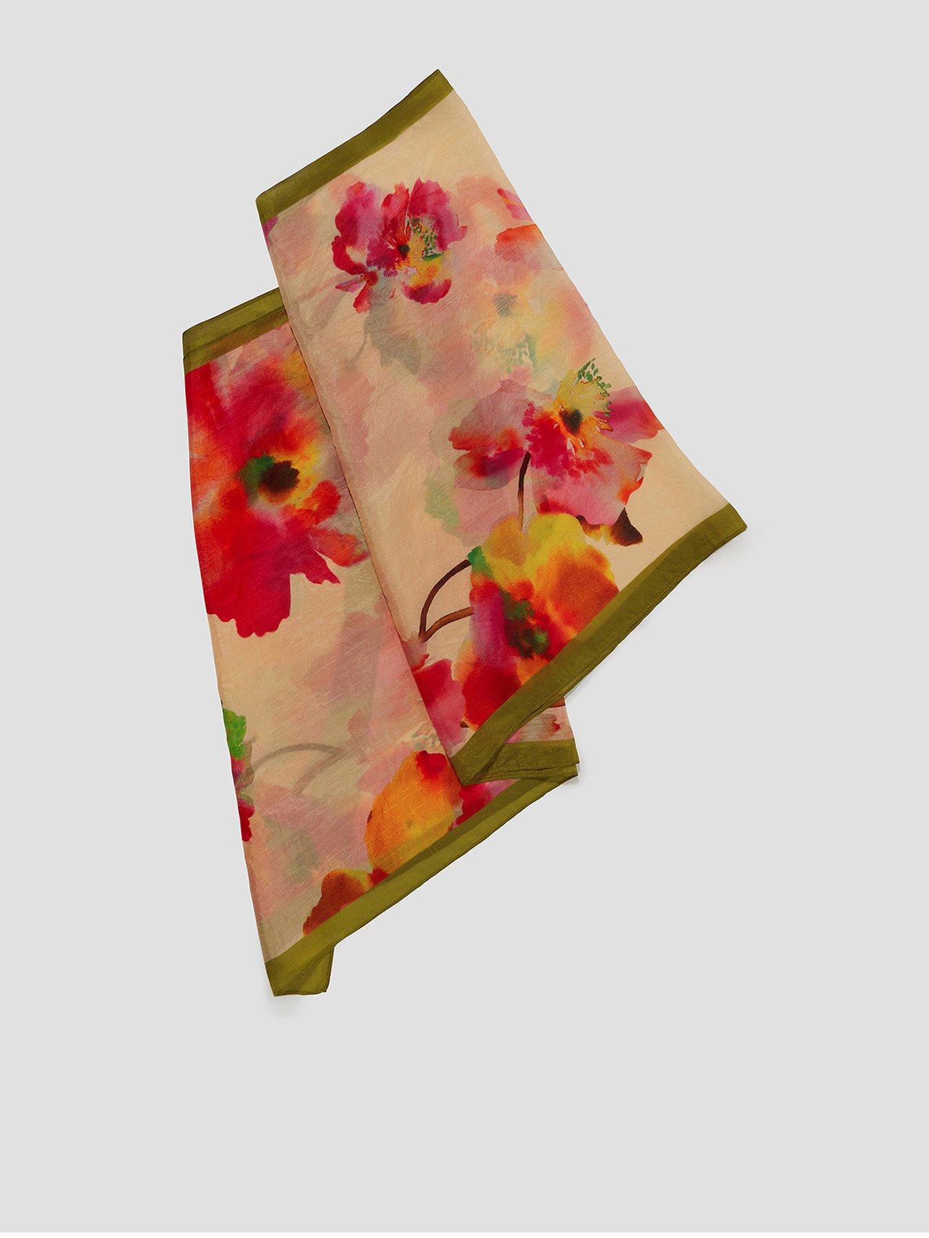 undefined Gloria Silk Watercolour Scarf - Cream