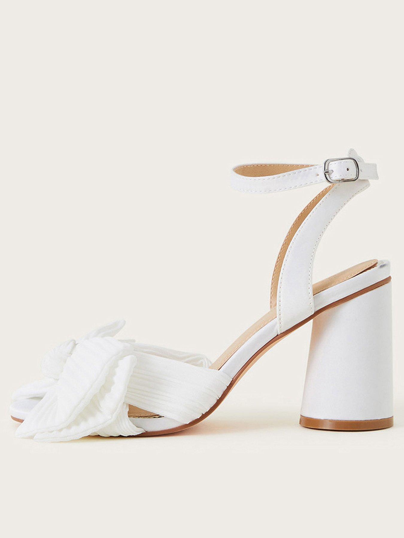 Monsoon Block Heel Bow Heeled Sandals  - Cream
