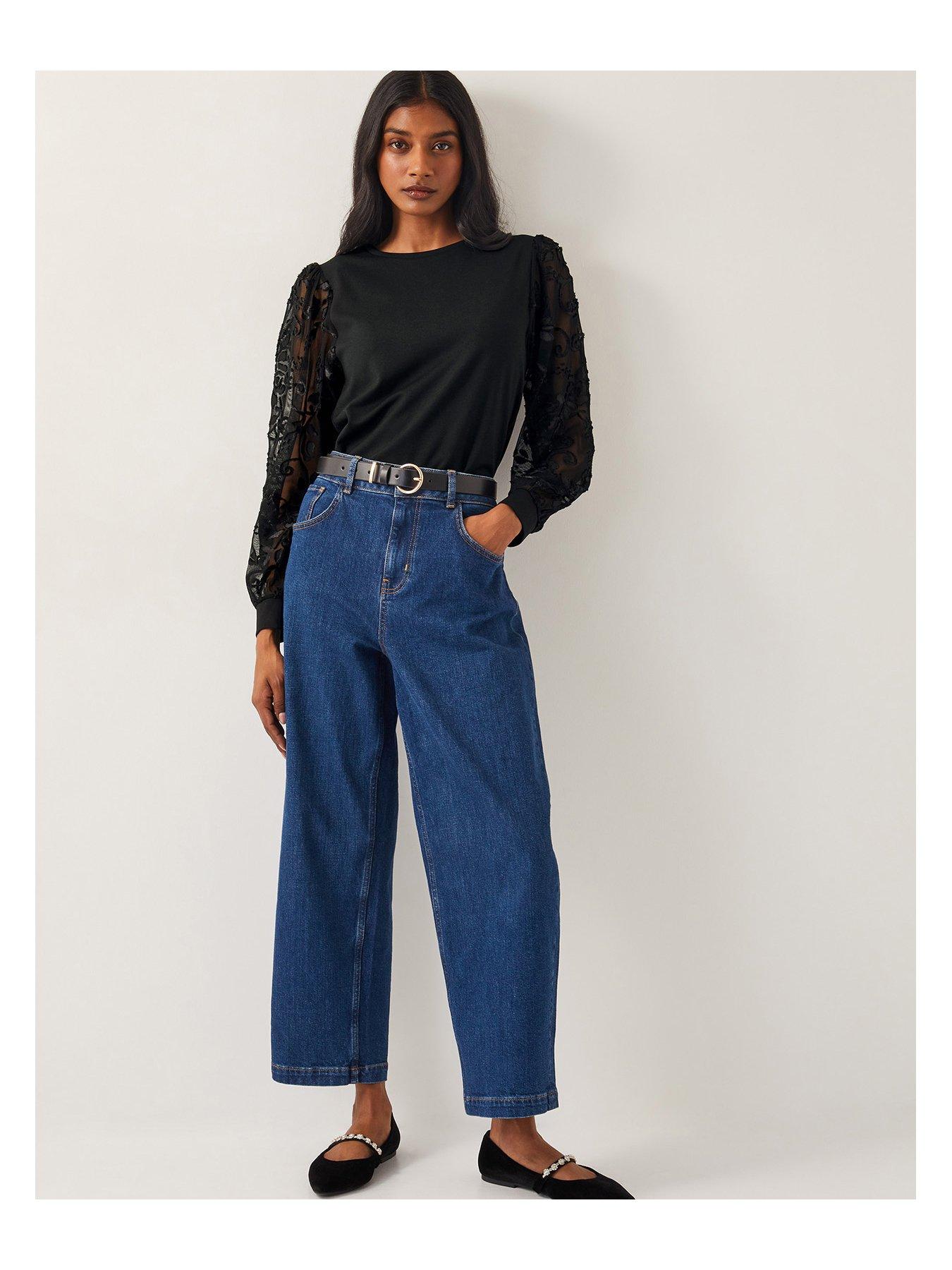 Image 3 of 5 of Monsoon Immy Interest Sleeve Top - Black