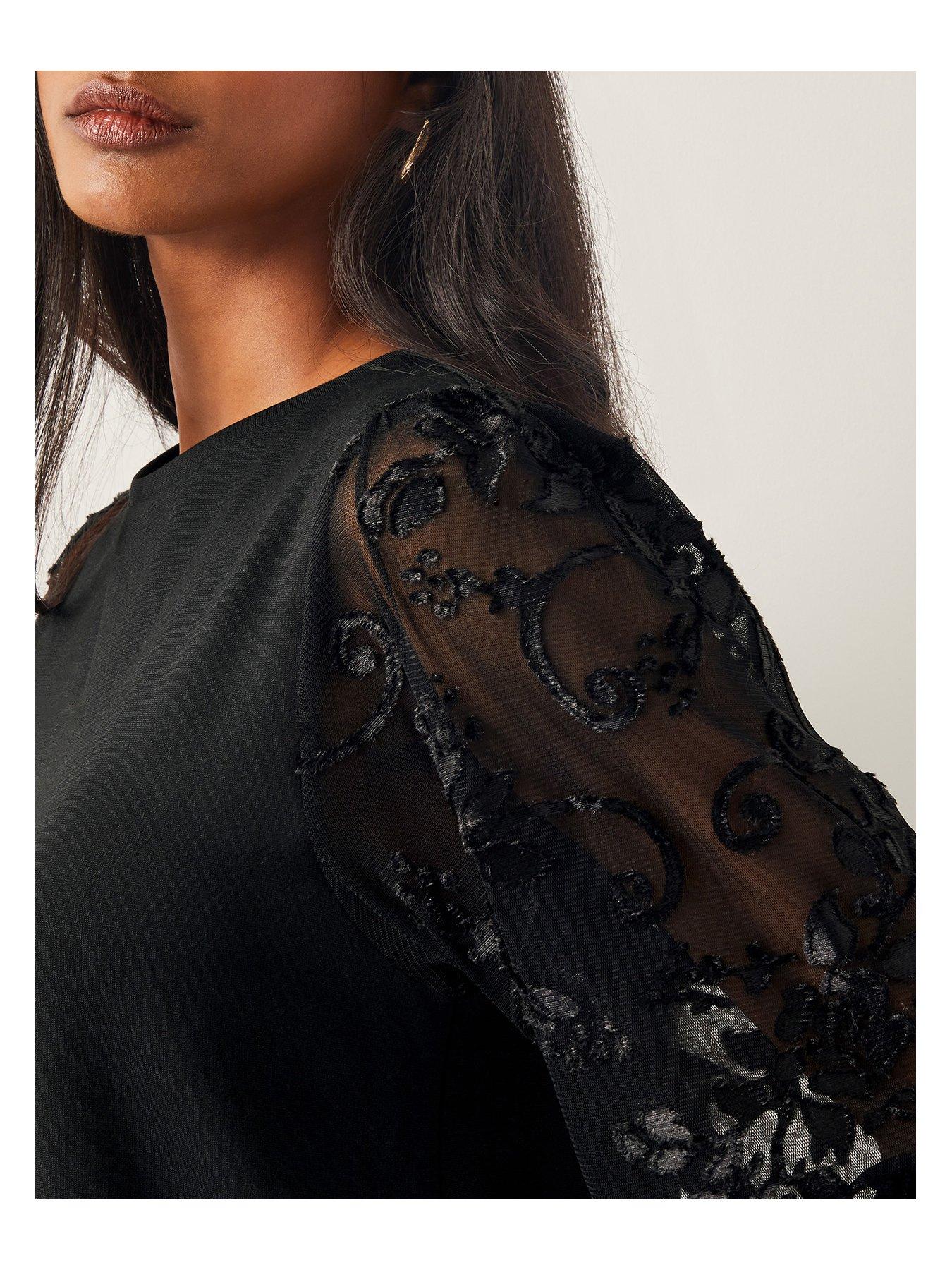 Image 5 of 5 of Monsoon Immy Interest Sleeve Top - Black