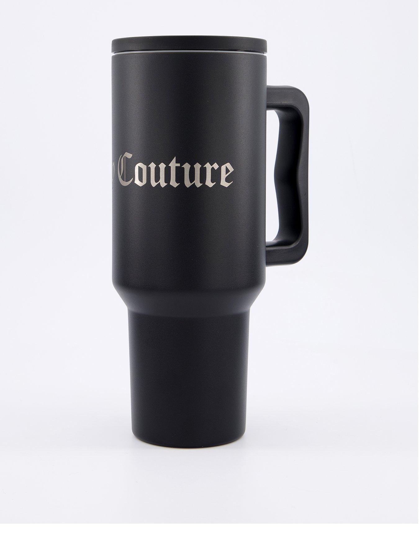 Product photograph of Juicy Couture Steel Water Bottle With Sraw - Black from very.co.uk