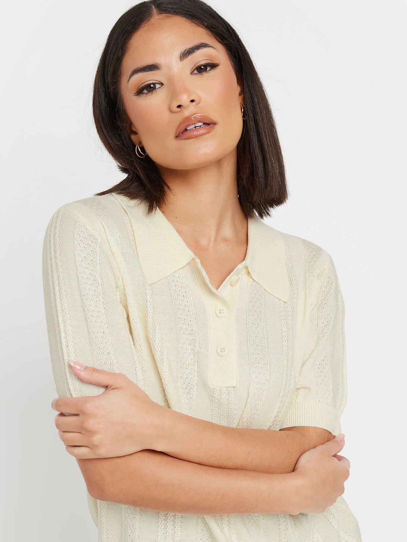 Pink Pointelle Polo