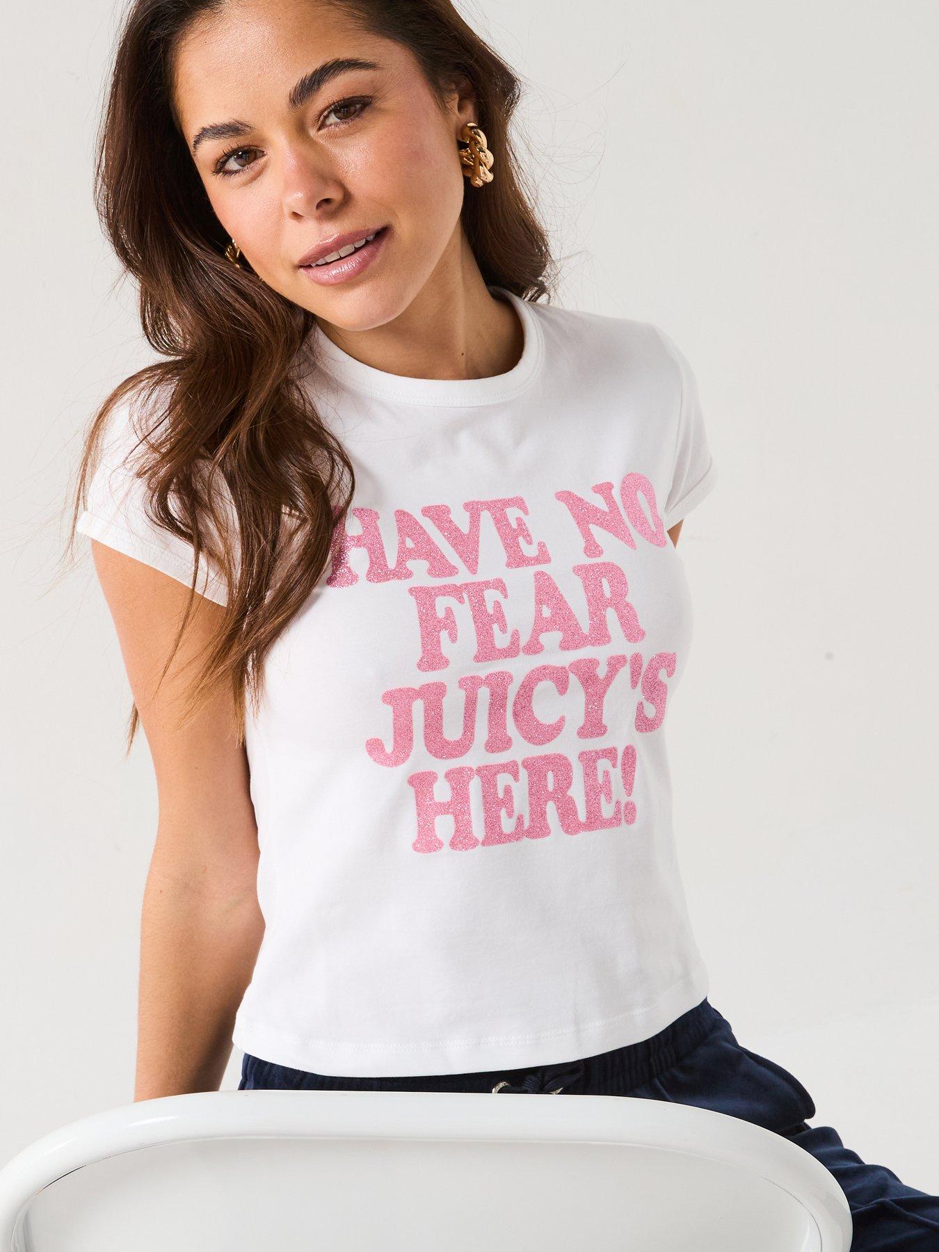 Image 6 of 6 of Juicy Couture Have No Fear Slogan Cap Sleeve Baby T-Shirt - White