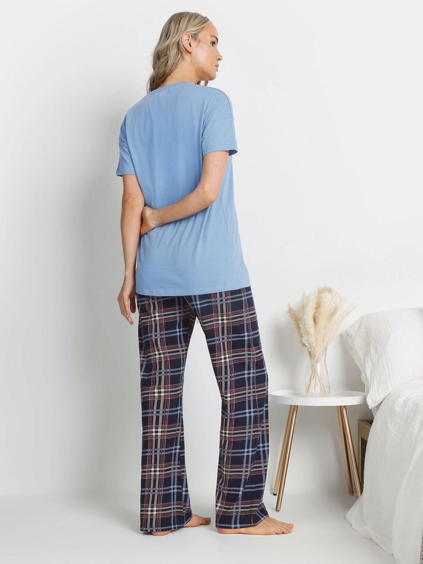Image 2 of 4 of Long Tall Sally Relax Self Care Wid Leg Pj Set - Blue