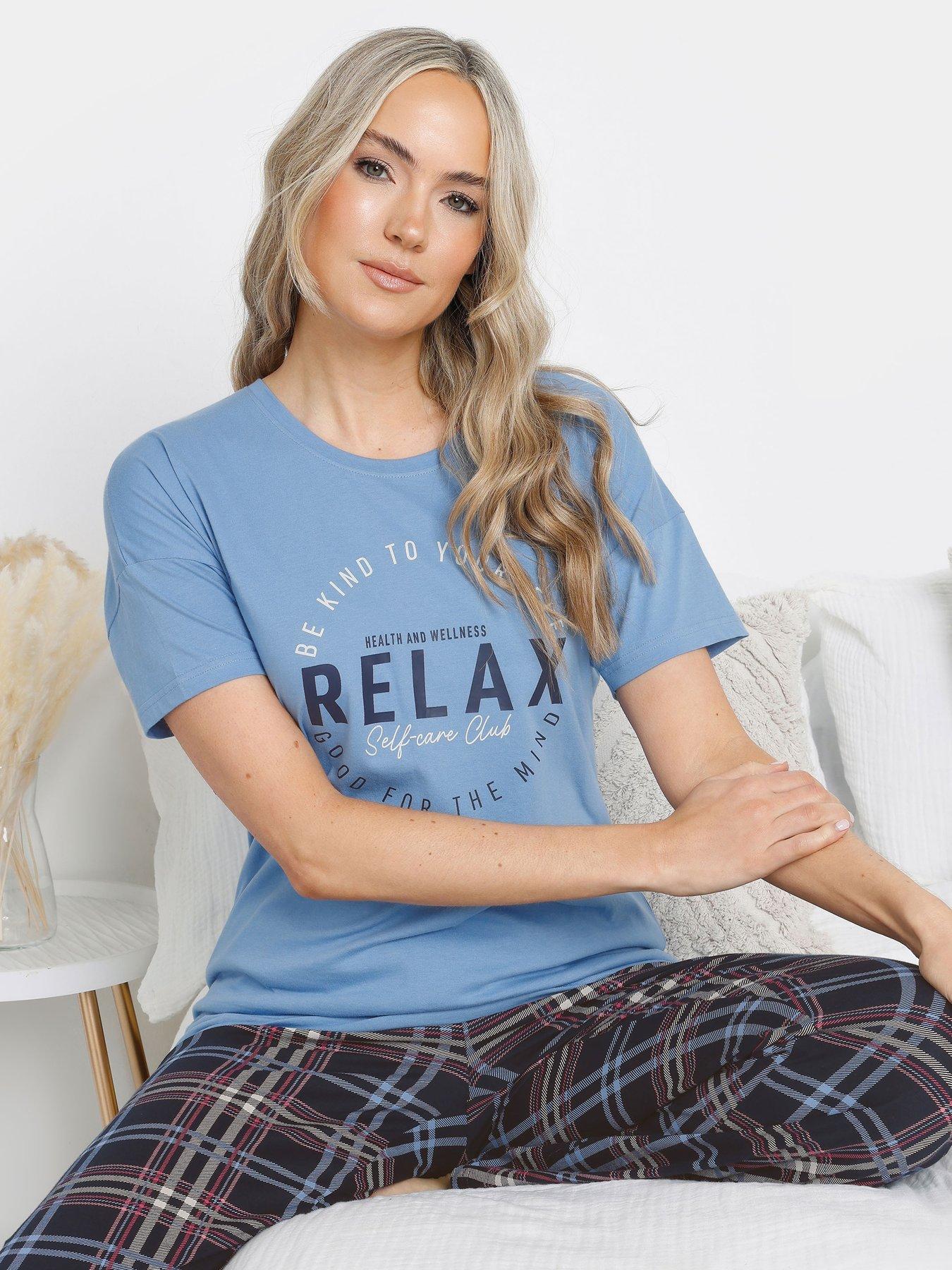 Image 3 of 4 of Long Tall Sally Relax Self Care Wid Leg Pj Set - Blue