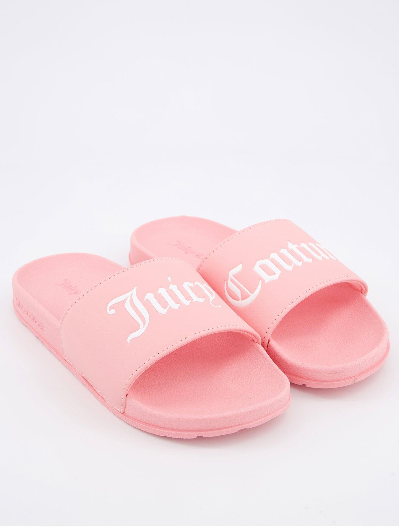 Juicy Couture Collegiate Embossed Pu Slider Sandals - Pink