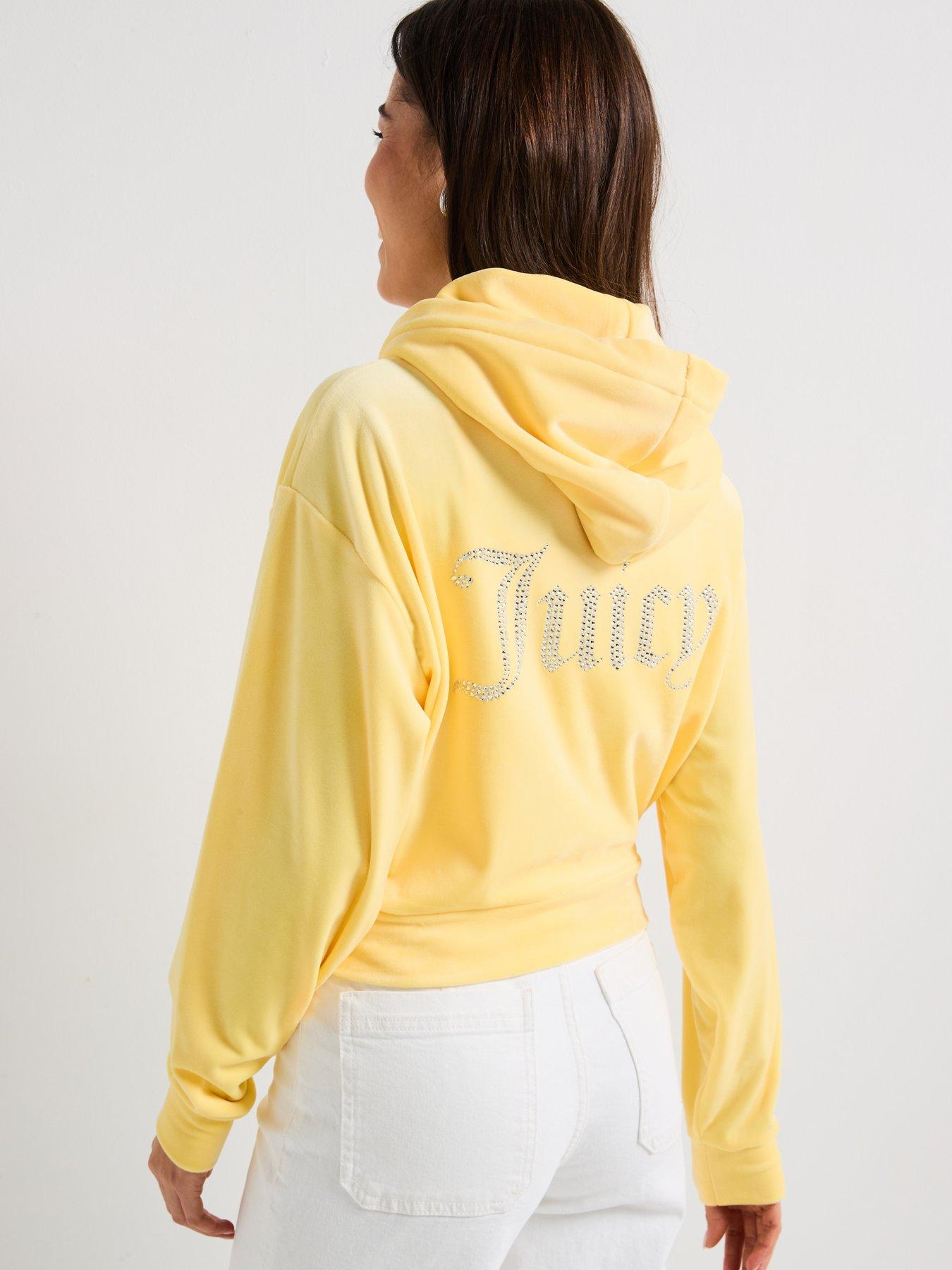 undefined Oversized Velour Zip Up Iccle Hoodie With Diamante Branding - Yellow