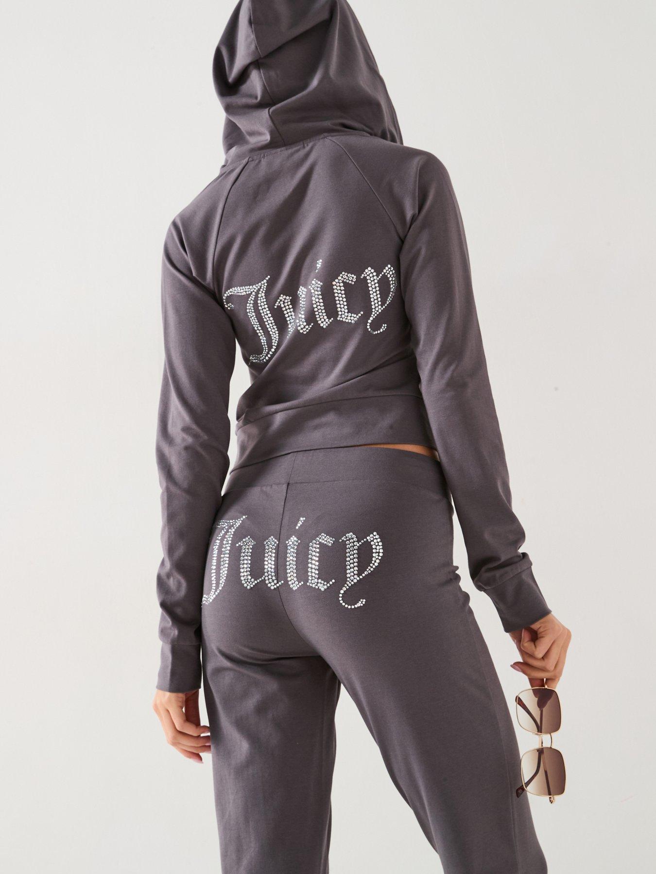 undefined Jersey Hoodie With Diamante Branding - Grey