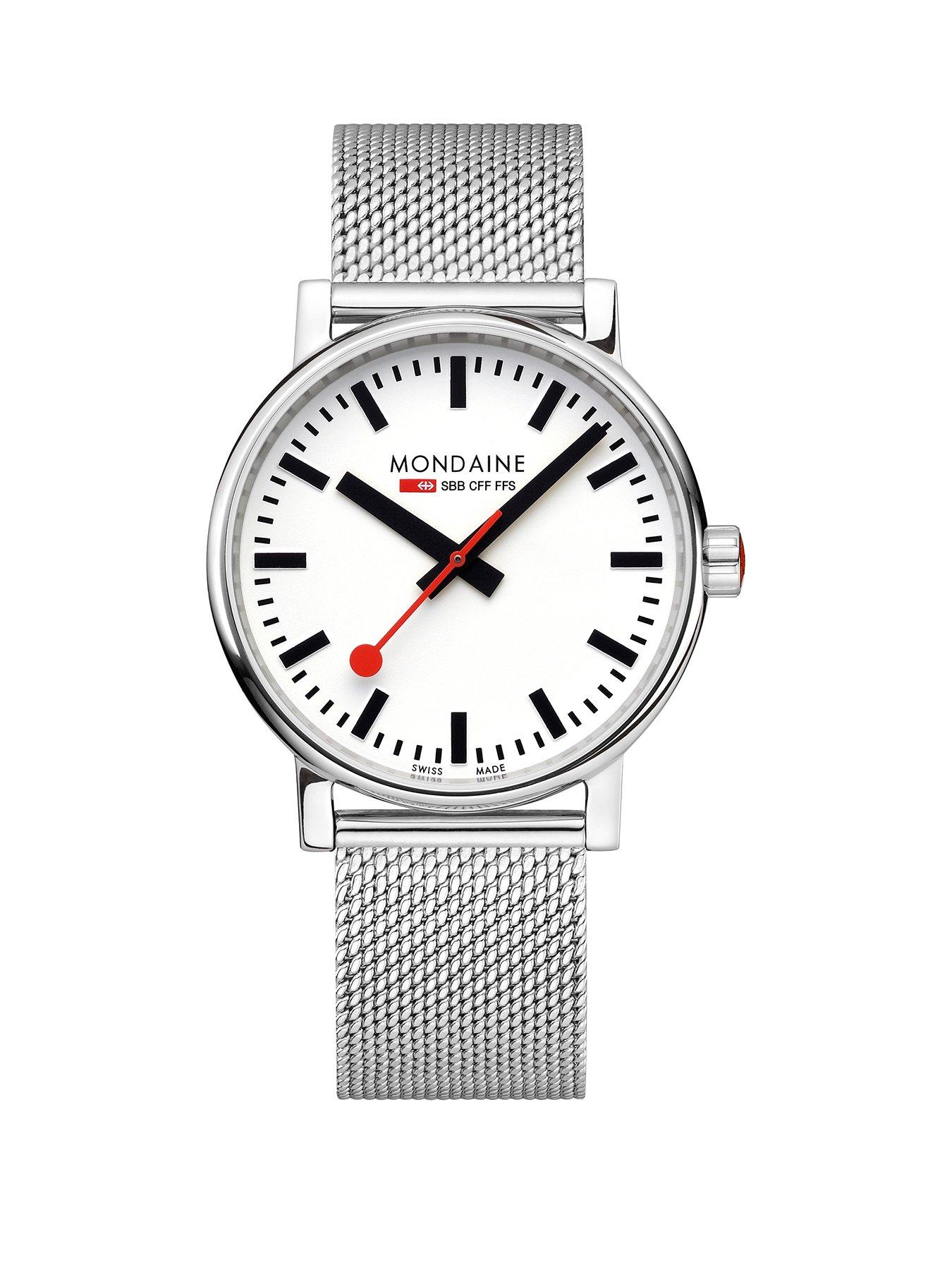 Mondaine Mens 40mm evo2 Stainless Mesh Strap Watch