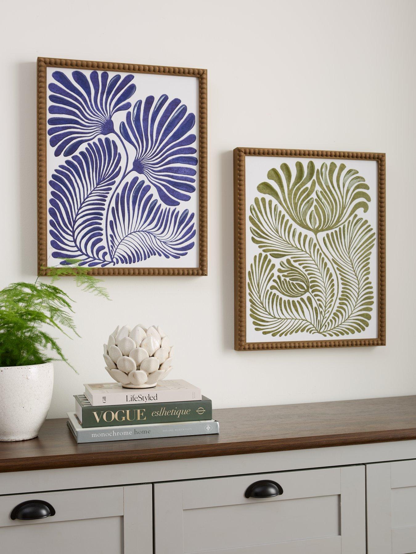 Very Home Set of 2 Botanical Prints with Bobbin Edge Frame 40x50cm - FSC ® Certified