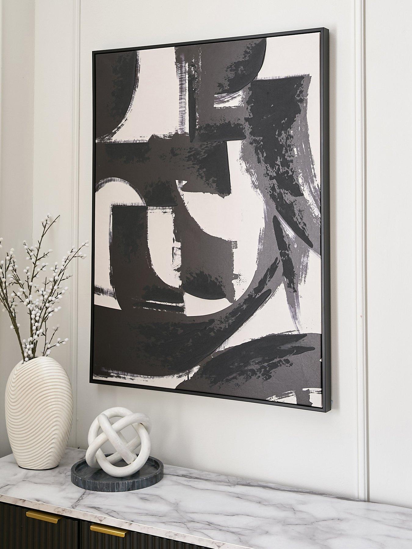 undefined Black/White Hand Paint Lines Printed Canvas 76x100cm - FSC® Certified