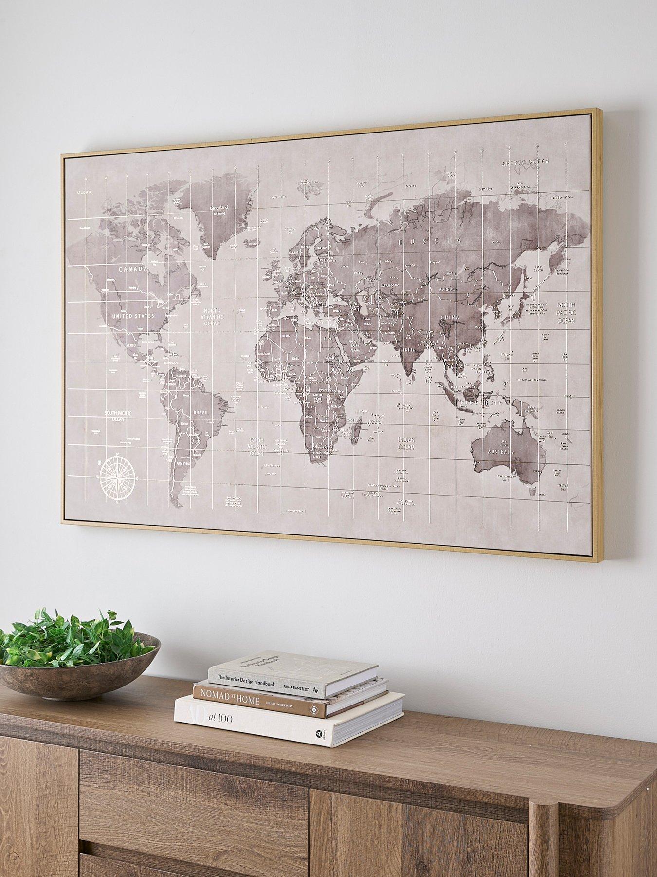 undefined Printed World Map Canvas with Gold Foil 80x120cm - FSC® Certified