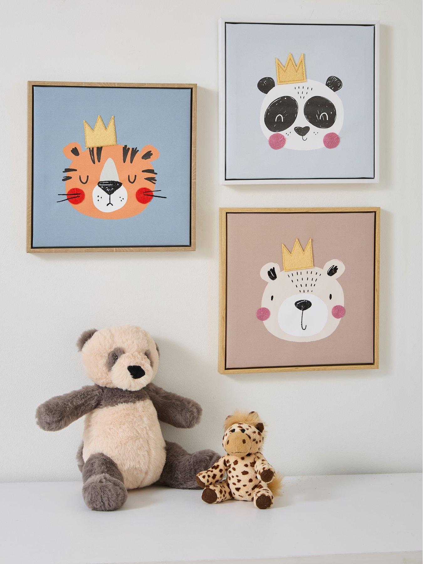 Image 1 of 7 of The Very Collection Set of 3 Animal Canvas with Embroidery 25x25cm - FSC&reg;Certified