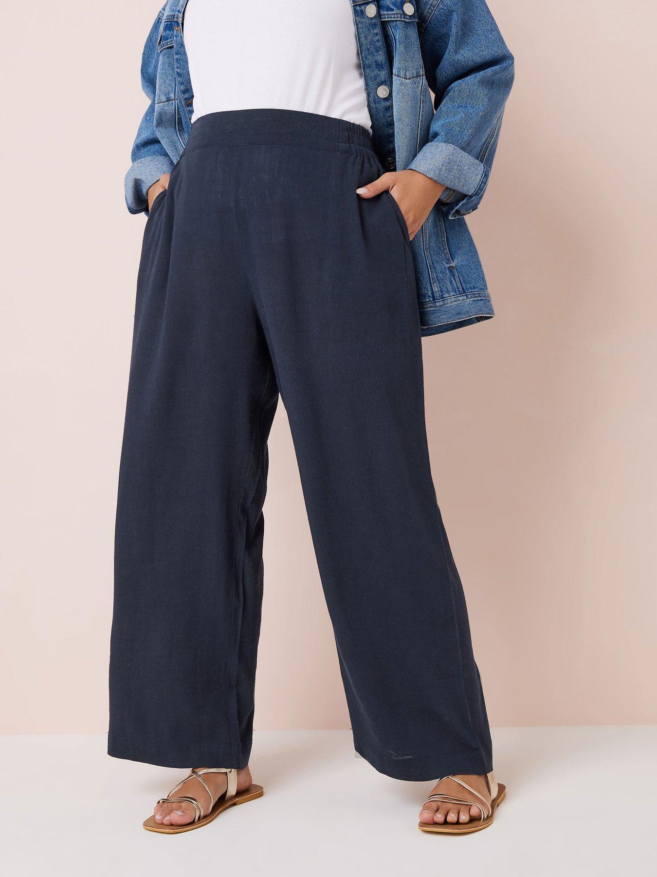 undefined Curve Linen Pull On Wide Leg Trousers
