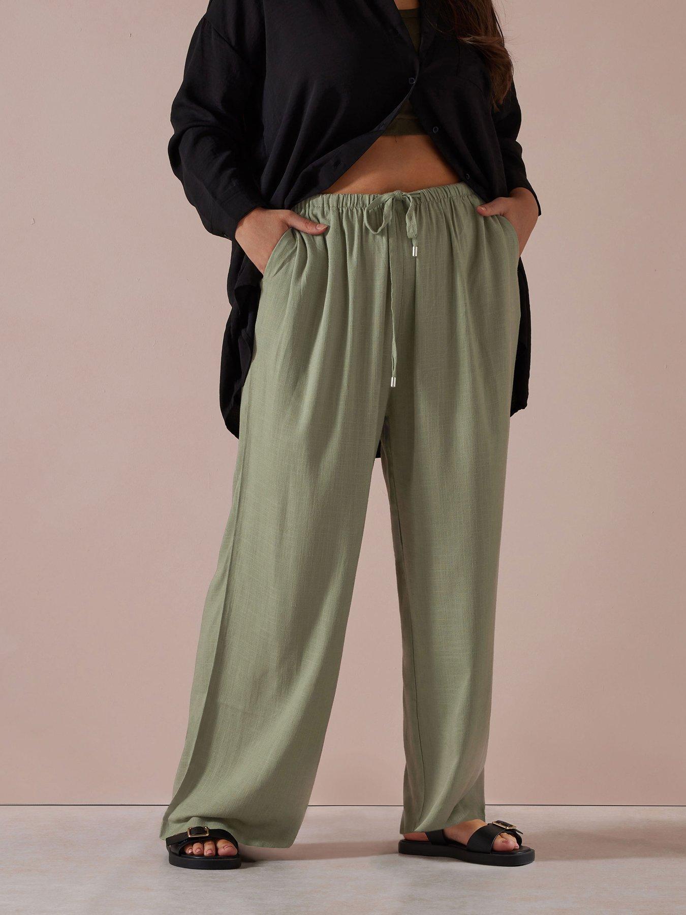 undefined Curve Linen Skinny Waistband Trousers