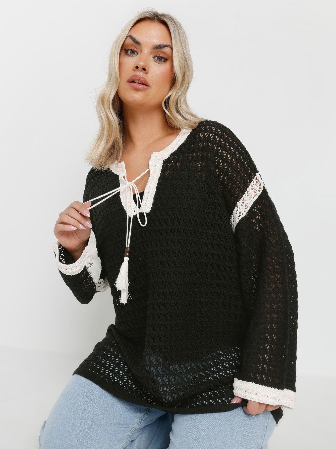 Image 1 of 4 of Yours Curve Tipped Edge Tunic - Black
