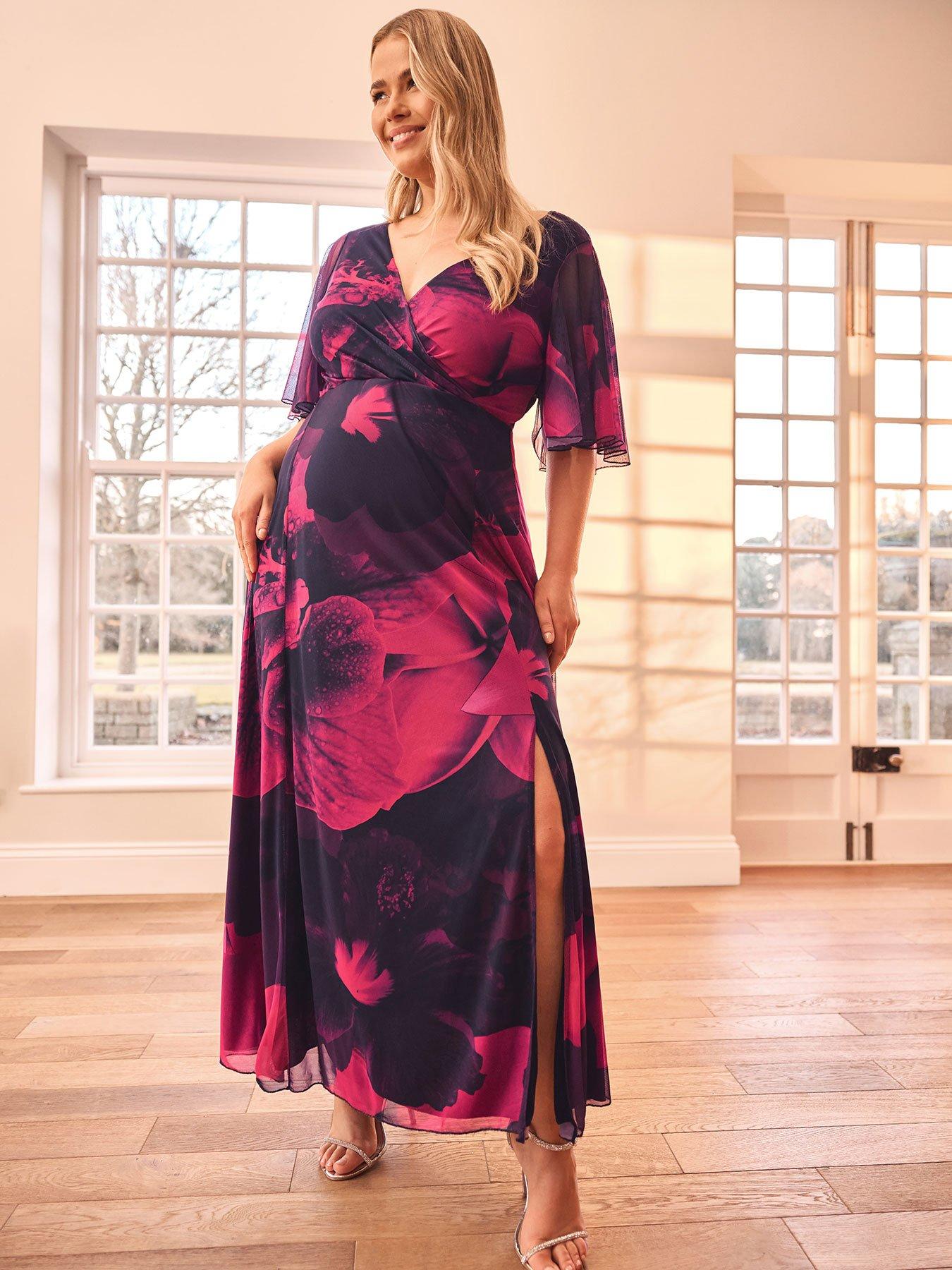 undefined Curve Floral Wrap Mesh Maxi Dress