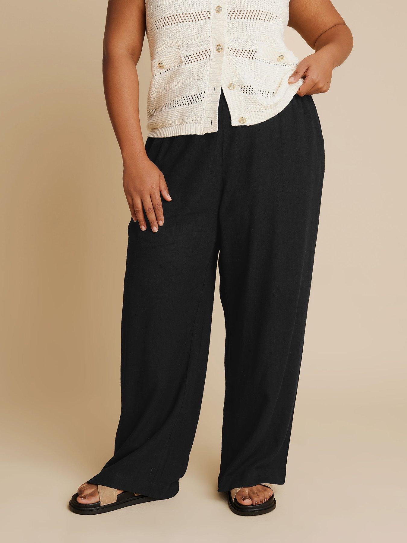 undefined Curve Linen Pull On Wide Leg Trousers