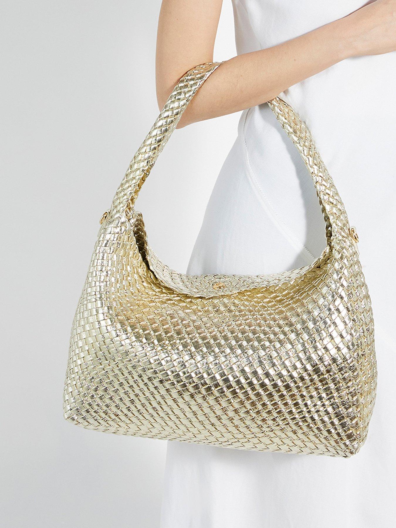 Dune London Deliberate L Woven Shoulder Bag - Gold