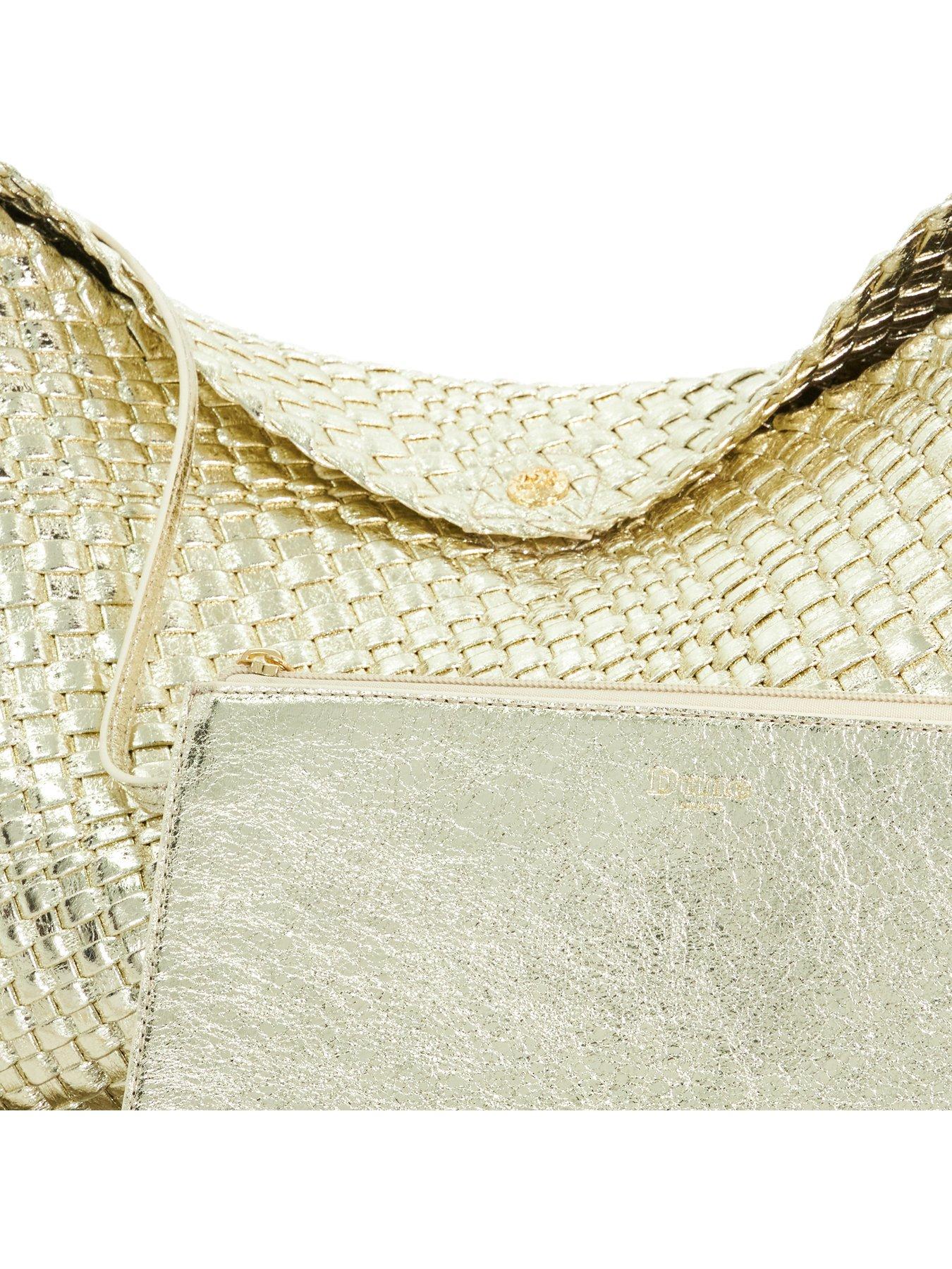 Image 4 of 5 of Dune London Deliberate L Woven Shoulder Bag - Gold