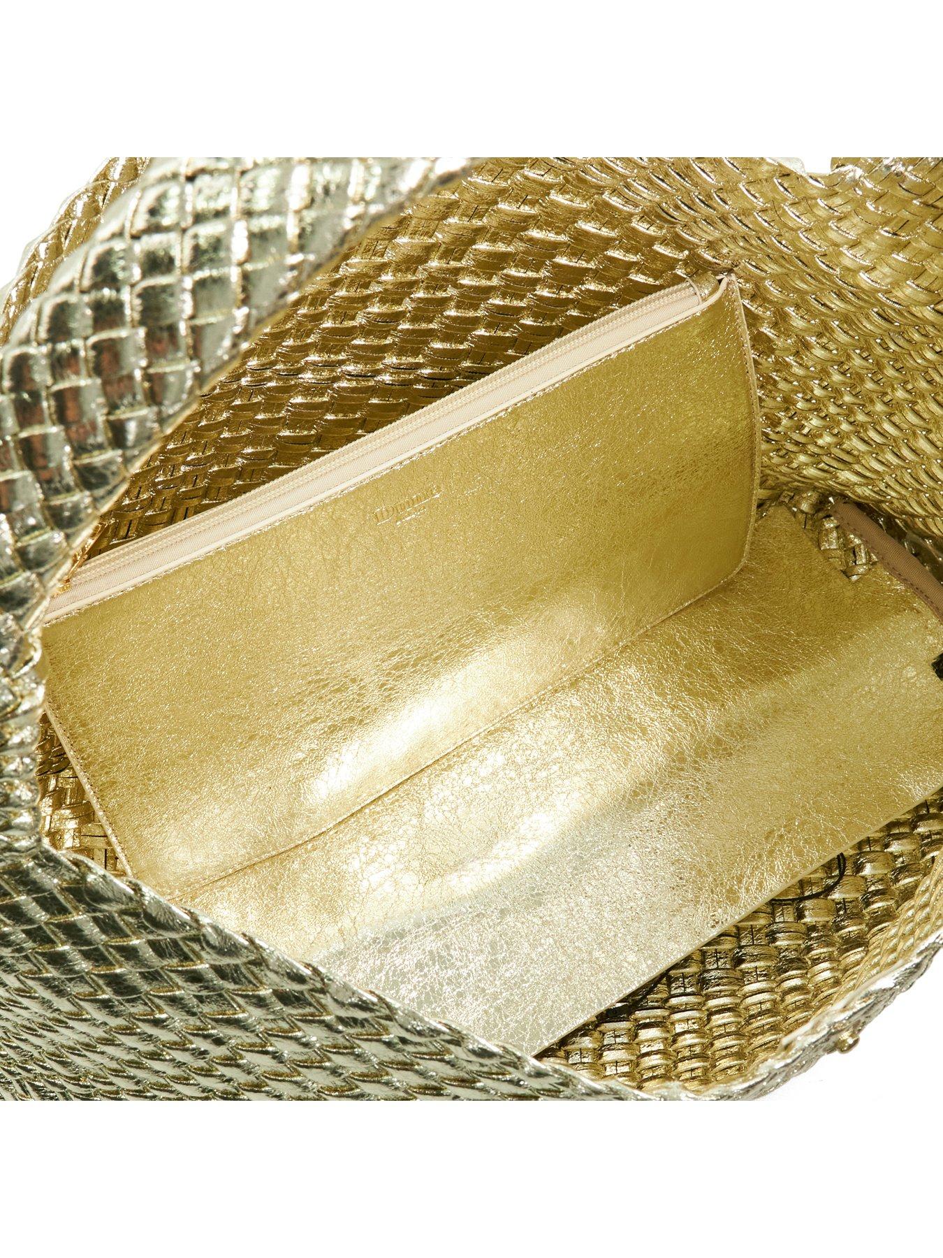 Image 5 of 5 of Dune London Deliberate L Woven Shoulder Bag - Gold
