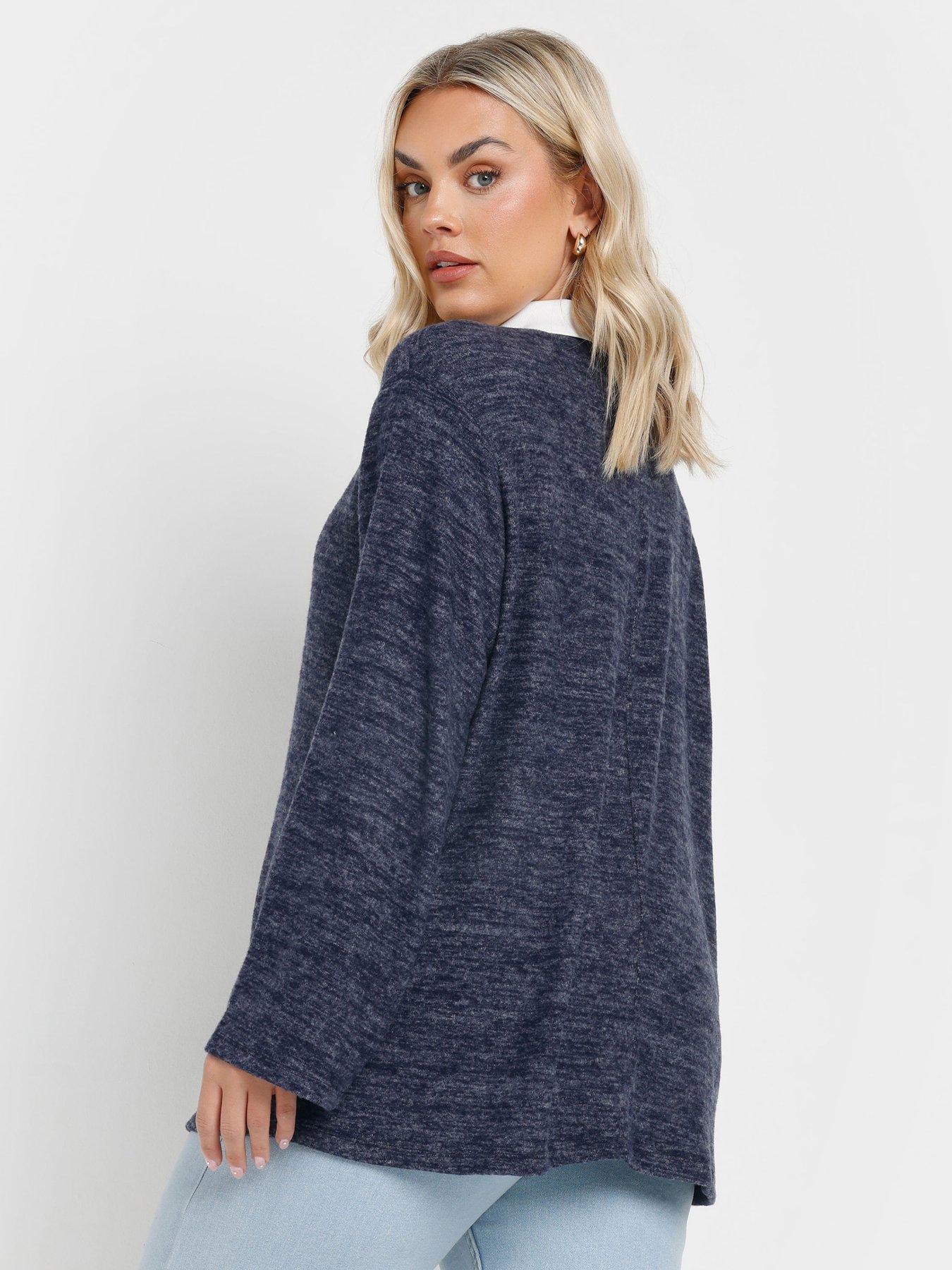 Image 2 of 4 of Yours Curve Rugby Collar Top - Blue