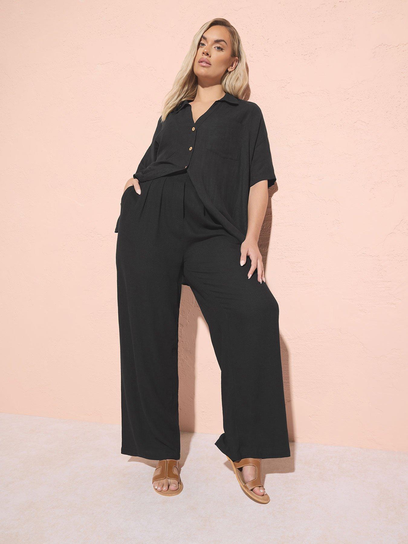 undefined Curve Darted Waist Linen Trousers