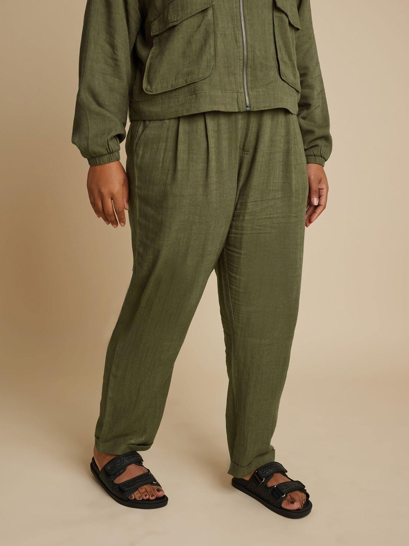 undefined Curve Linen Formal Trouser