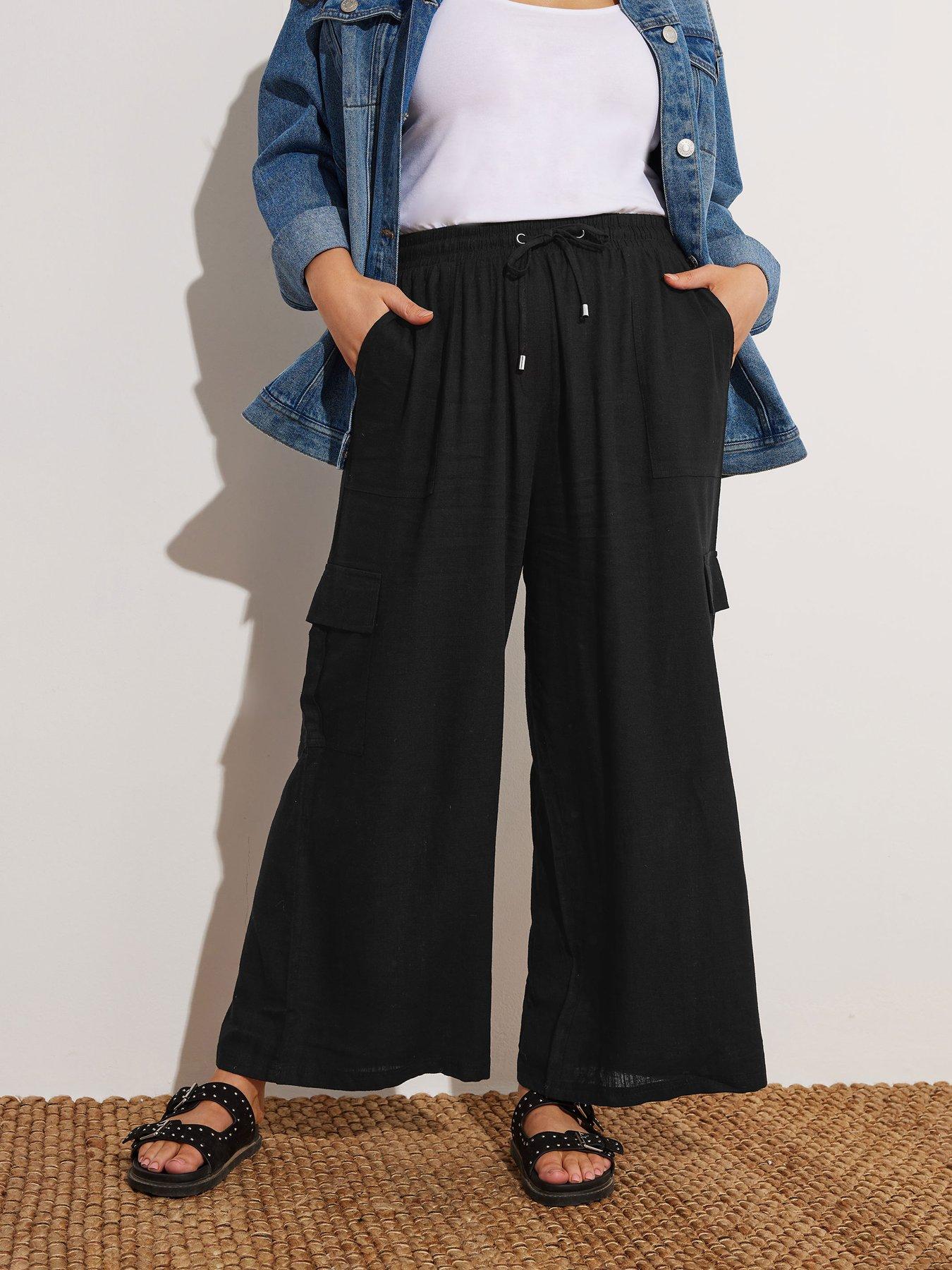 undefined Curve Linen Cargo Trouser