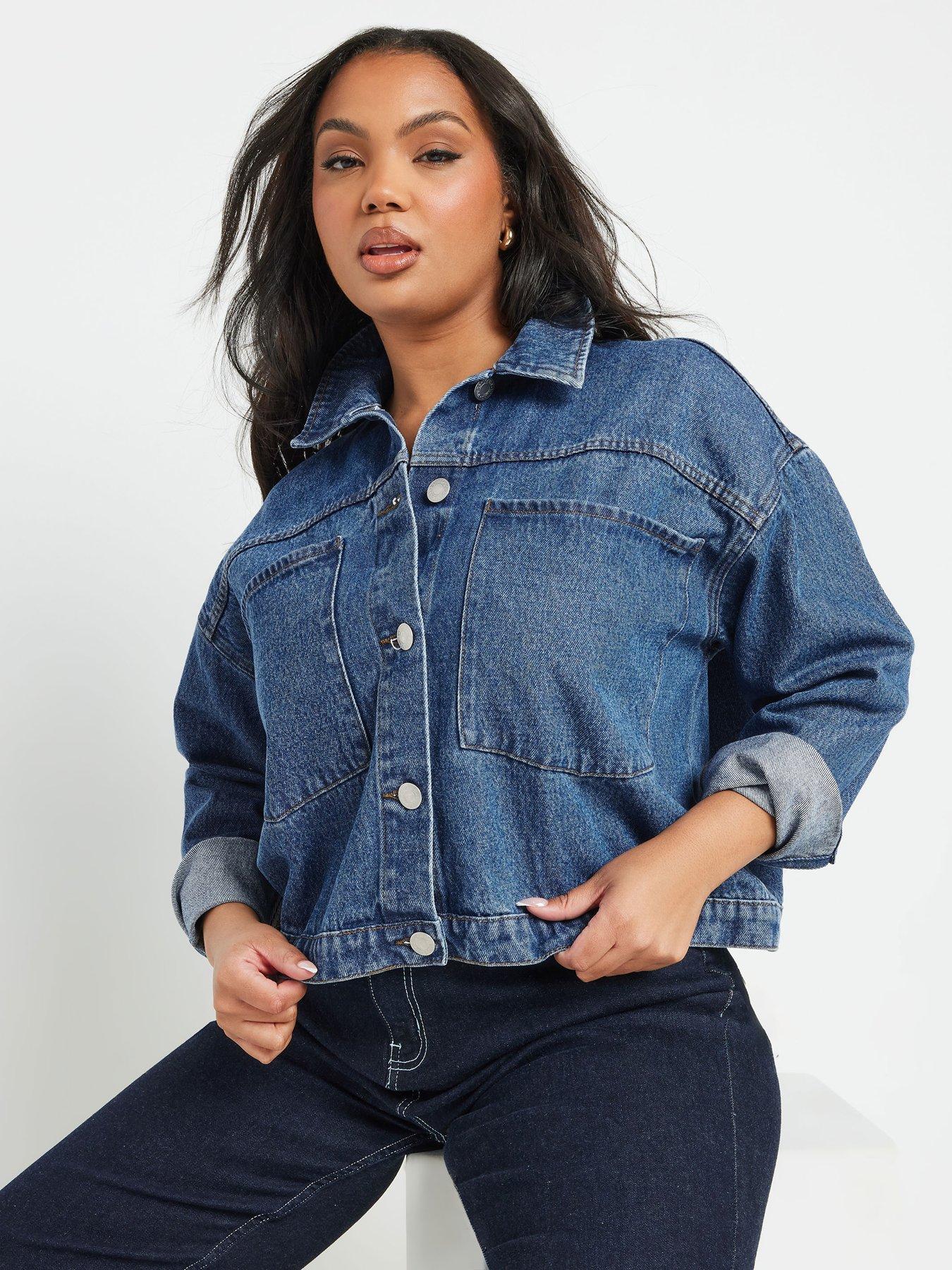 undefined Curve Boxy Patch Pocket Jacket - Blue